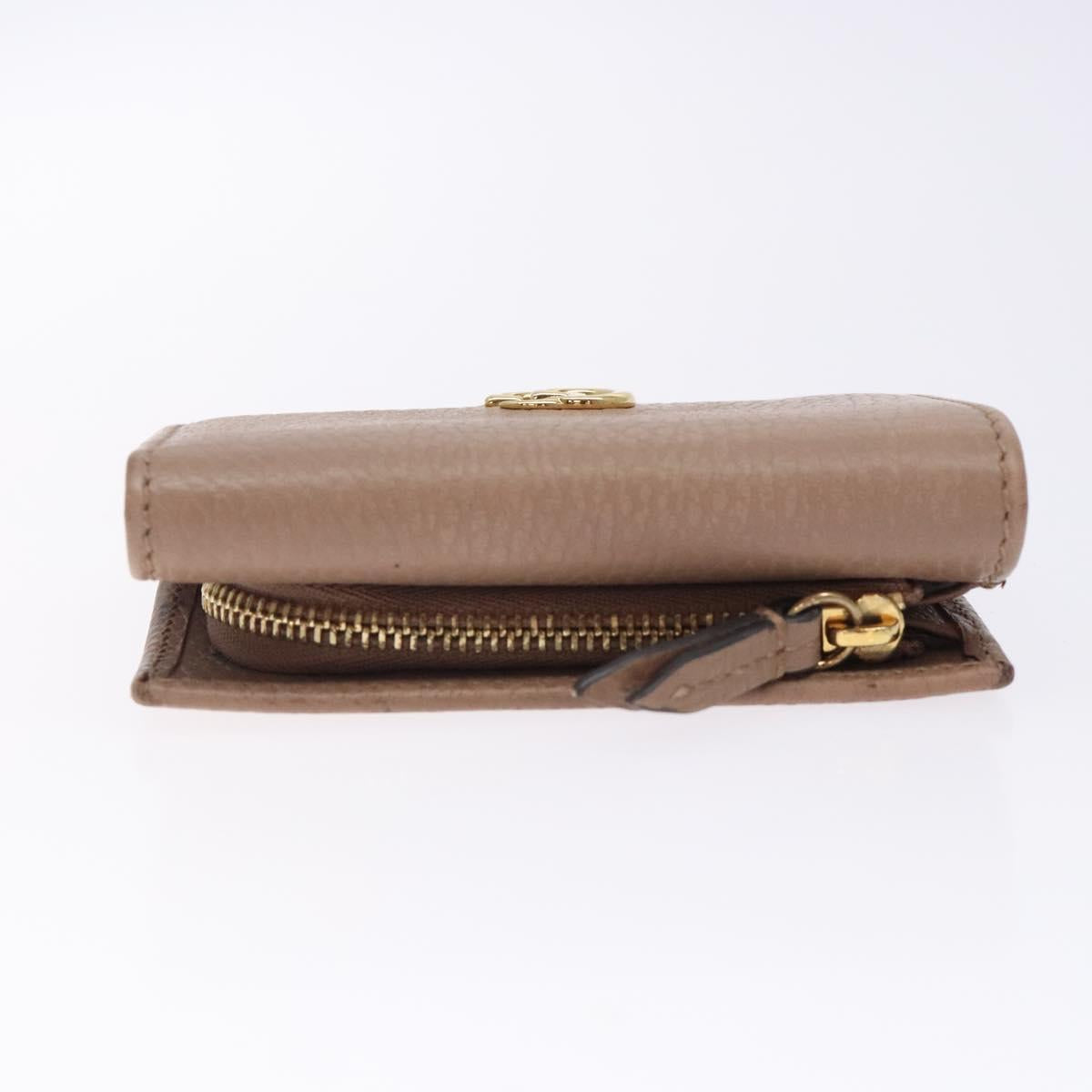 GUCCI GG Marmont Trifold Wallet Leather Beige Gold 644407 Auth bs27761