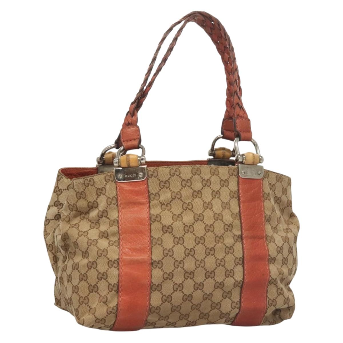GUCCI GG Canvas Tote Bag Beige Gold 232947 Auth bs27772