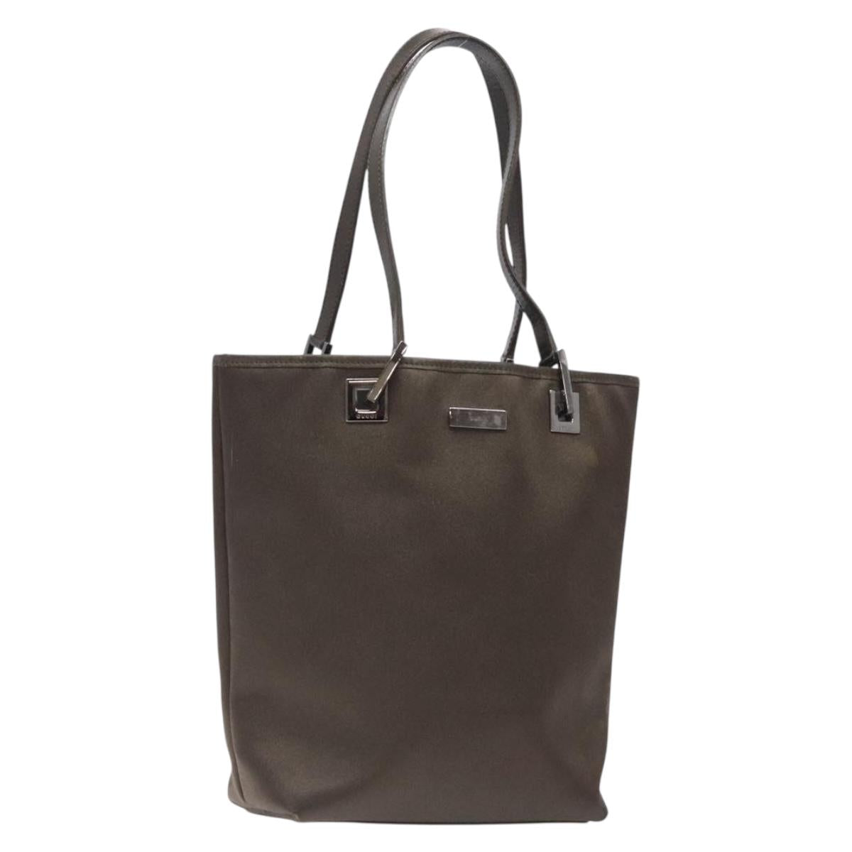 GUCCI Tote Bag Satin Brown Silver 002 1099 Auth bs27787