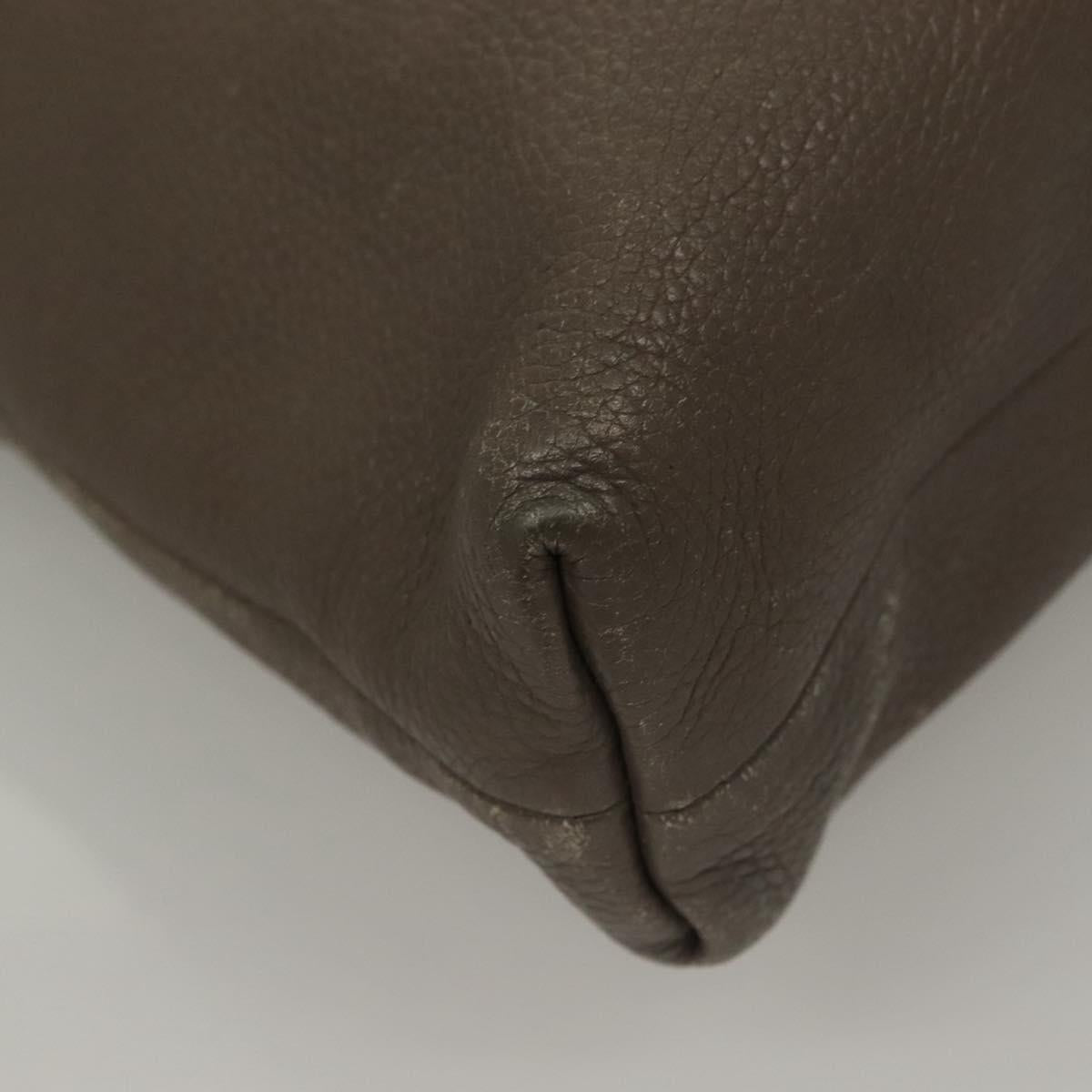 GUCCI Bamboo Hand Bag Leather Gray Gold 323663 Auth bs27789