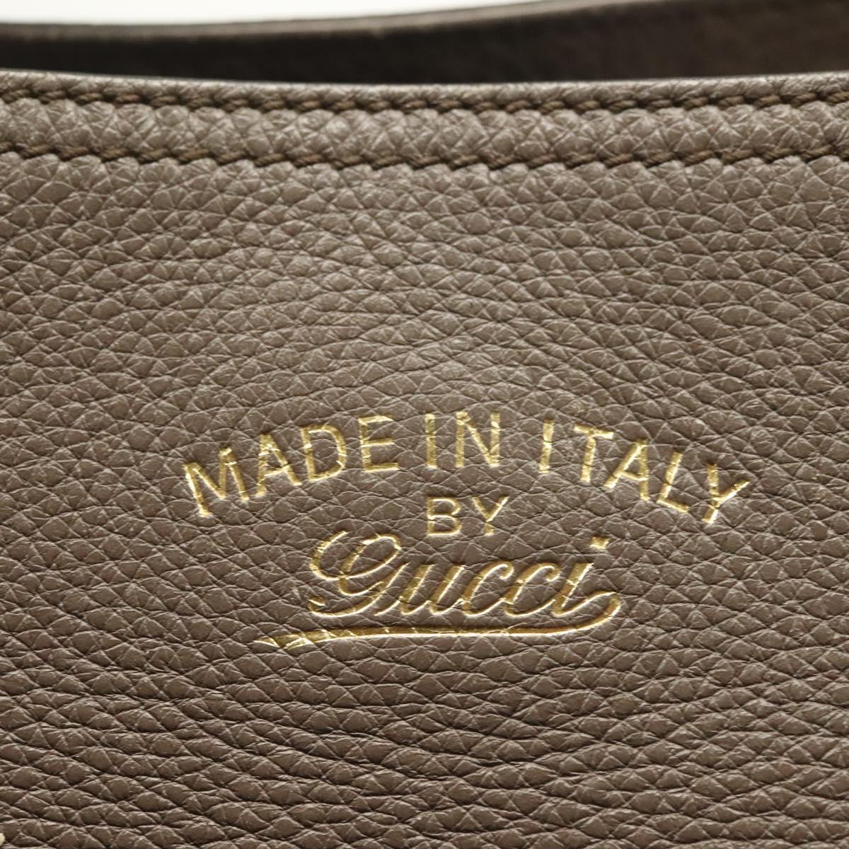 GUCCI Bamboo Hand Bag Leather Gray Gold 323663 Auth bs27789