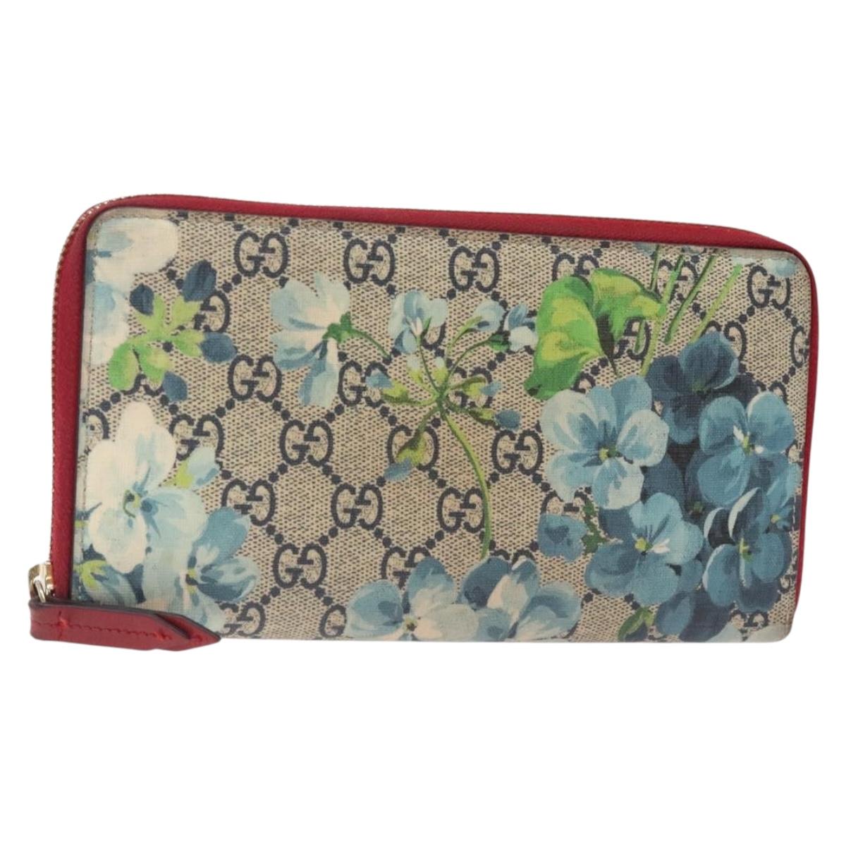 GUCCI GG Blooms Long Wallet PVC Navy Gold Auth bs27792