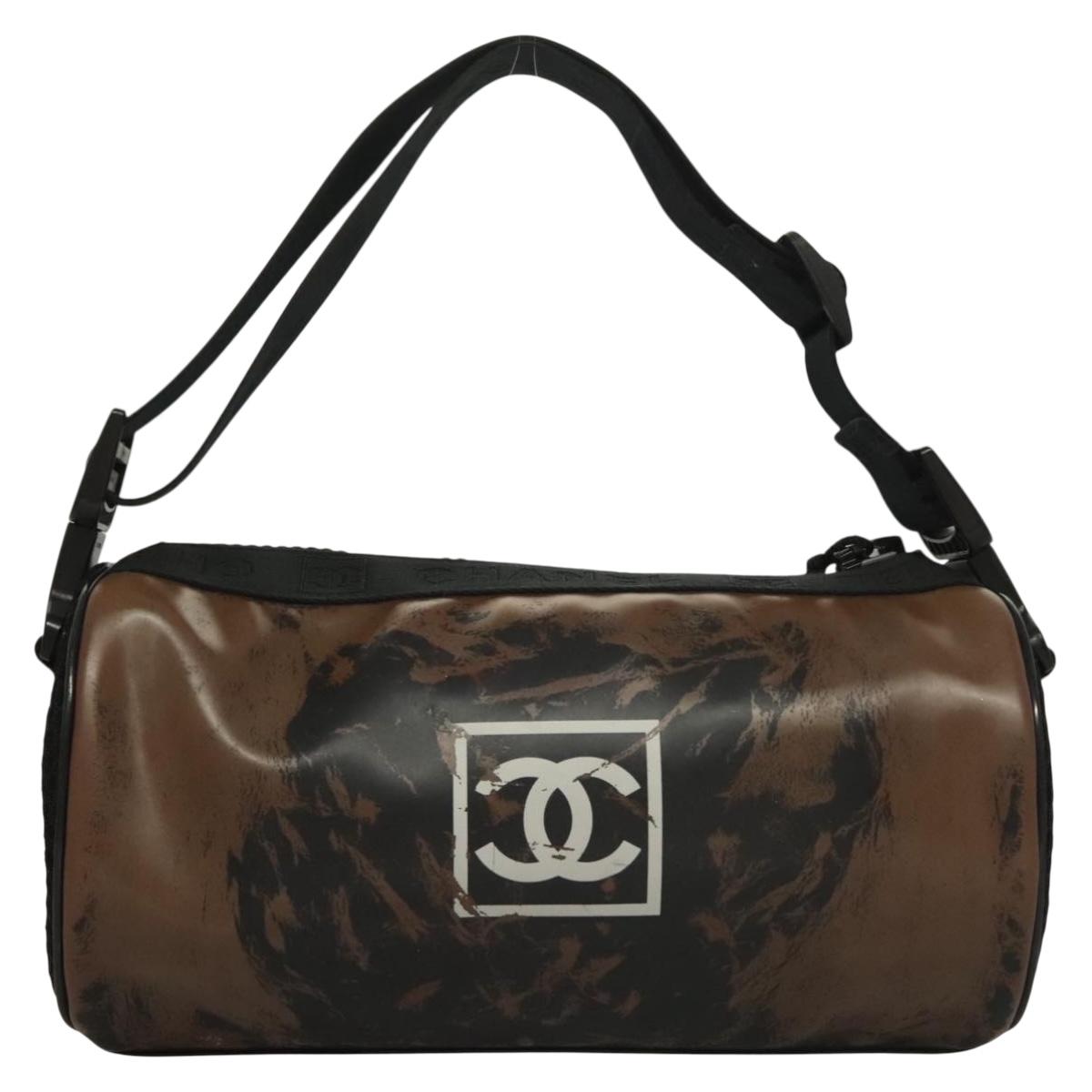 CHANEL Shoulder Bag PVC Black CC Auth bs27803