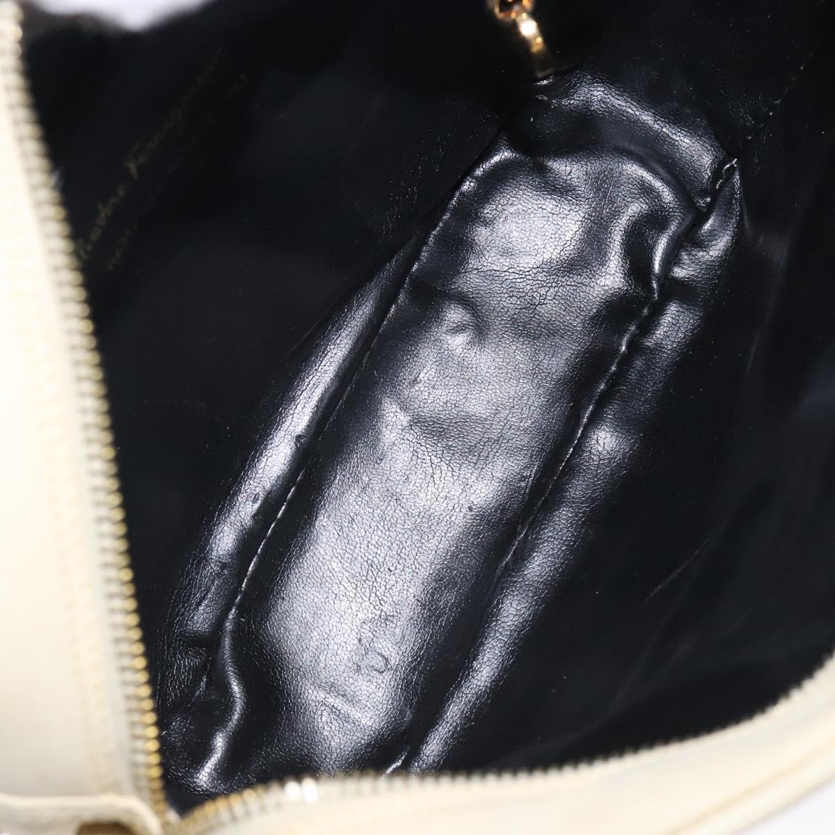 Salvatore Ferragamo Gancini Shoulder Bag Suede Beige Gold Auth bs27824