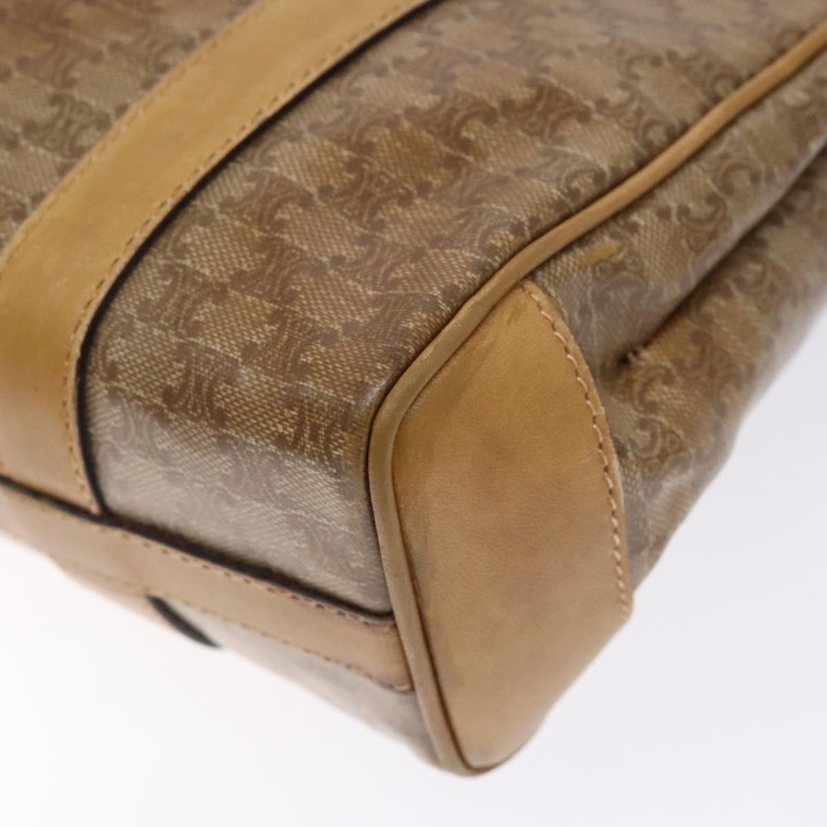 CELINE Macadam Canvas Hand Bag PVC Beige Gold Auth bs27832