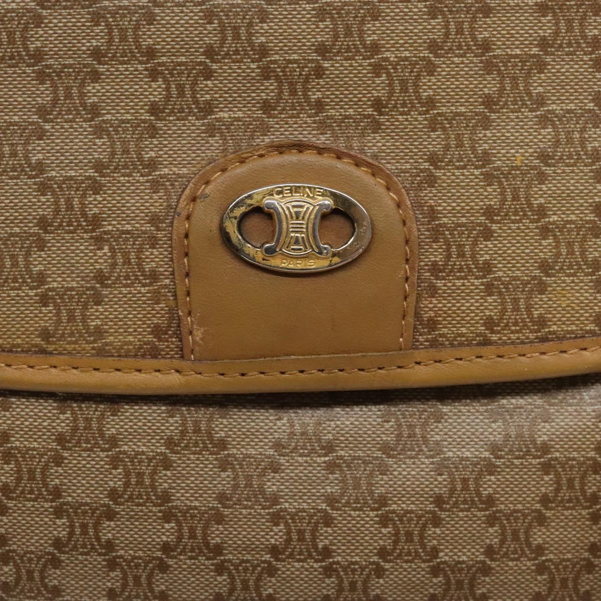 CELINE Macadam Canvas Hand Bag PVC Beige Gold Auth bs27832