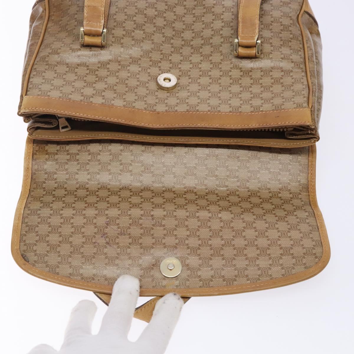 CELINE Macadam Canvas Hand Bag PVC Beige Gold Auth bs27832