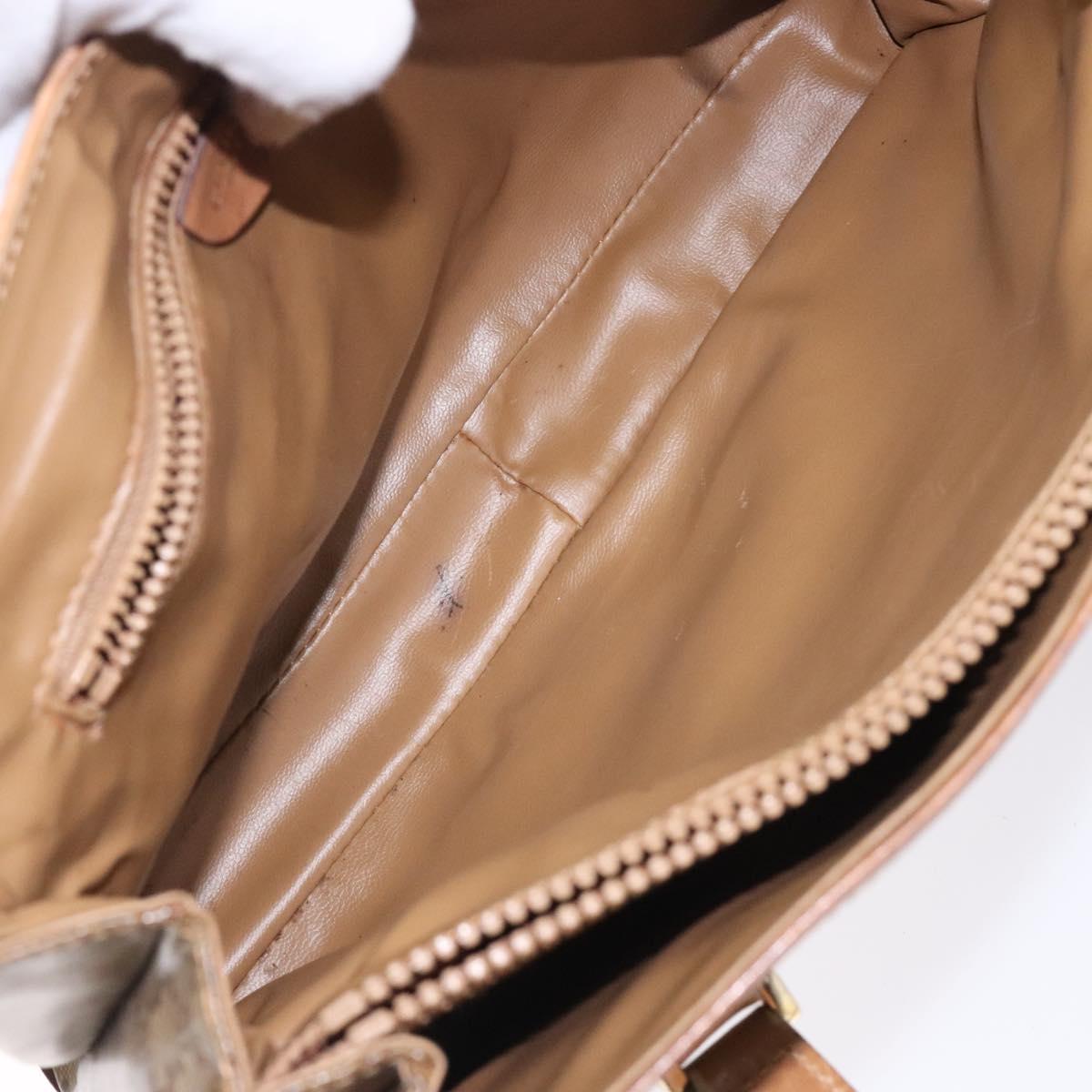 CELINE Macadam Canvas Hand Bag PVC Beige Gold Auth bs27832