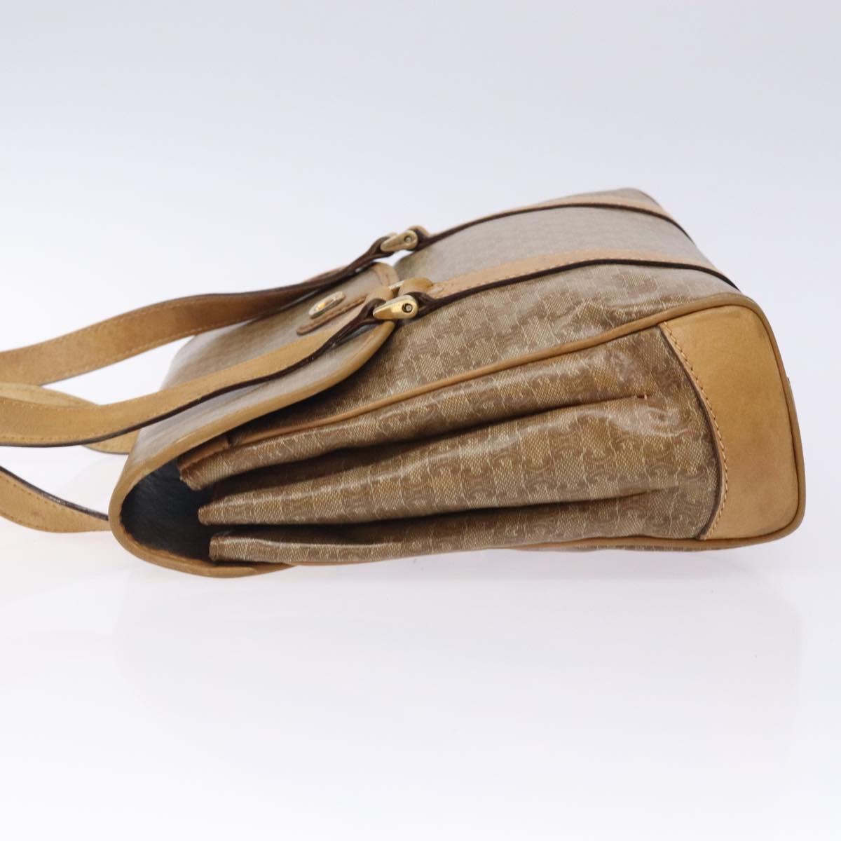 CELINE Macadam Canvas Hand Bag PVC Beige Gold Auth bs27832