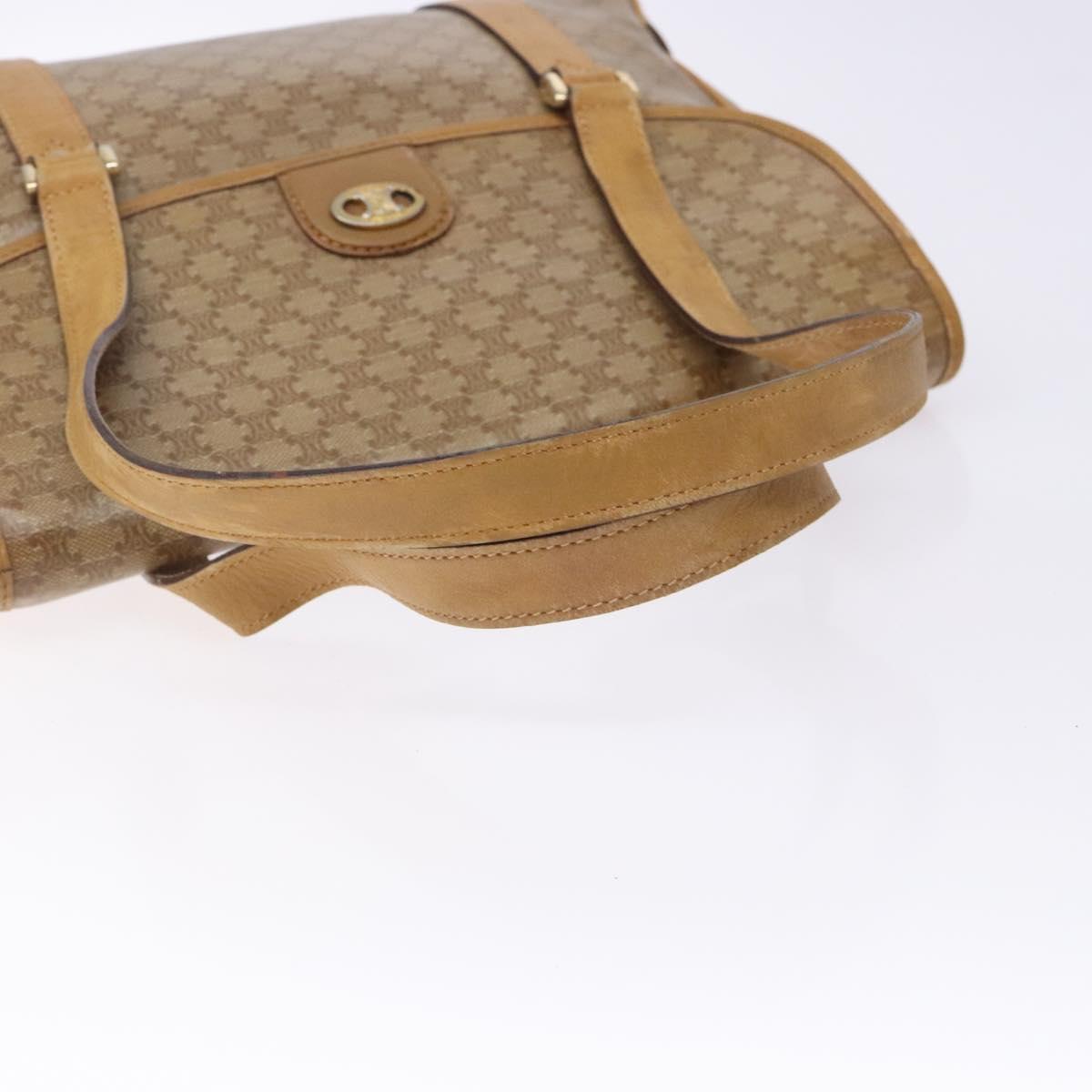 CELINE Macadam Canvas Hand Bag PVC Beige Gold Auth bs27832