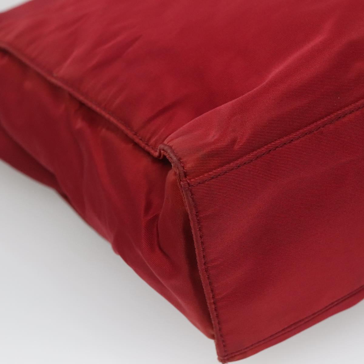 PRADA Tote Bag Nylon Red Silver Auth bs27835