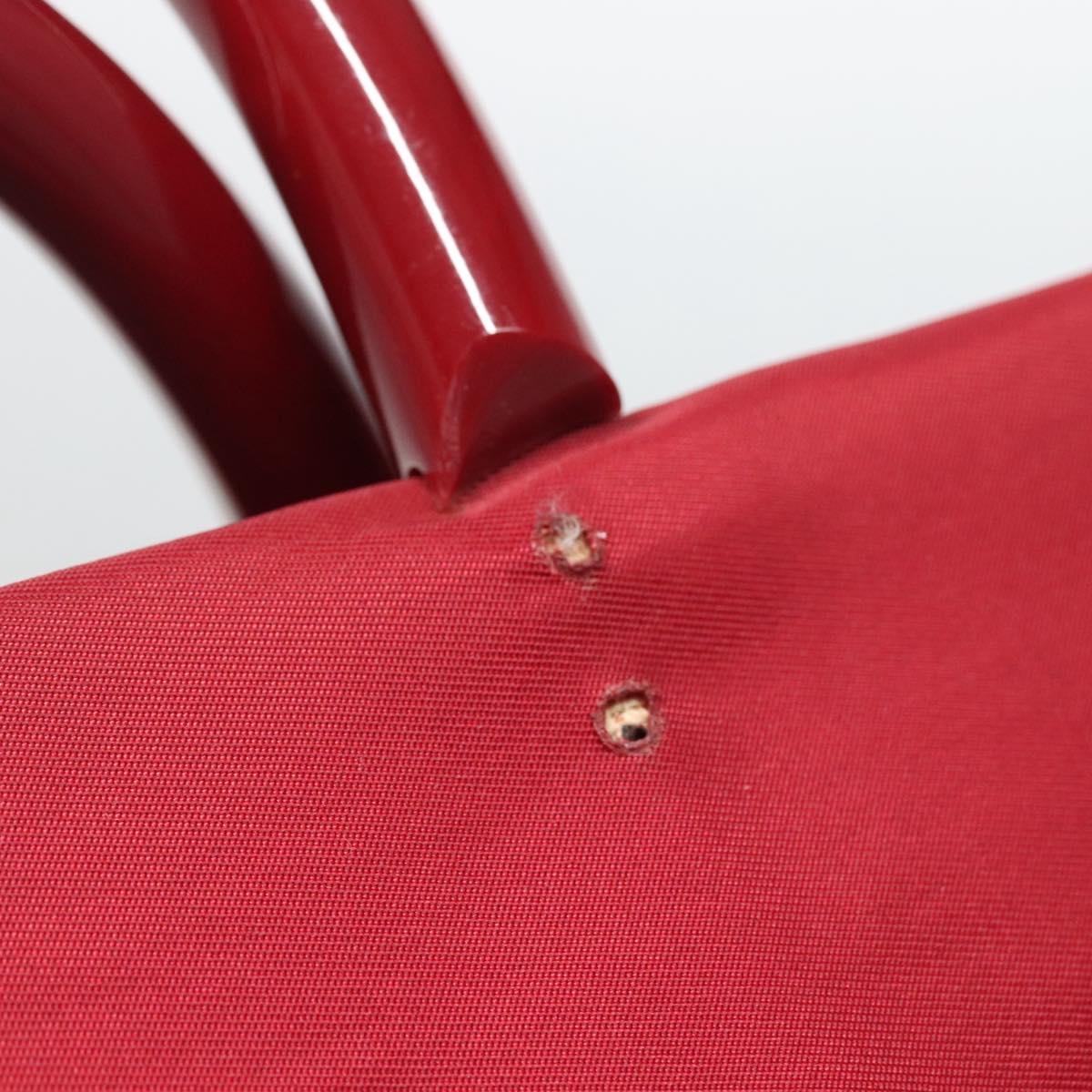 PRADA Tote Bag Nylon Red Silver Auth bs27835