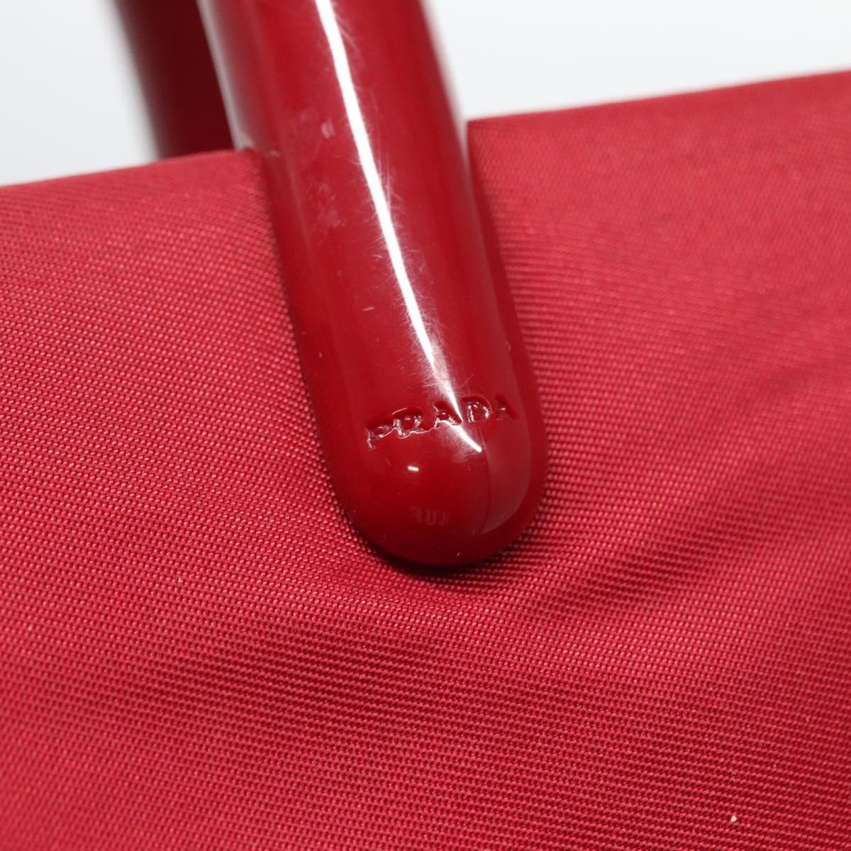 PRADA Tote Bag Nylon Red Silver Auth bs27835