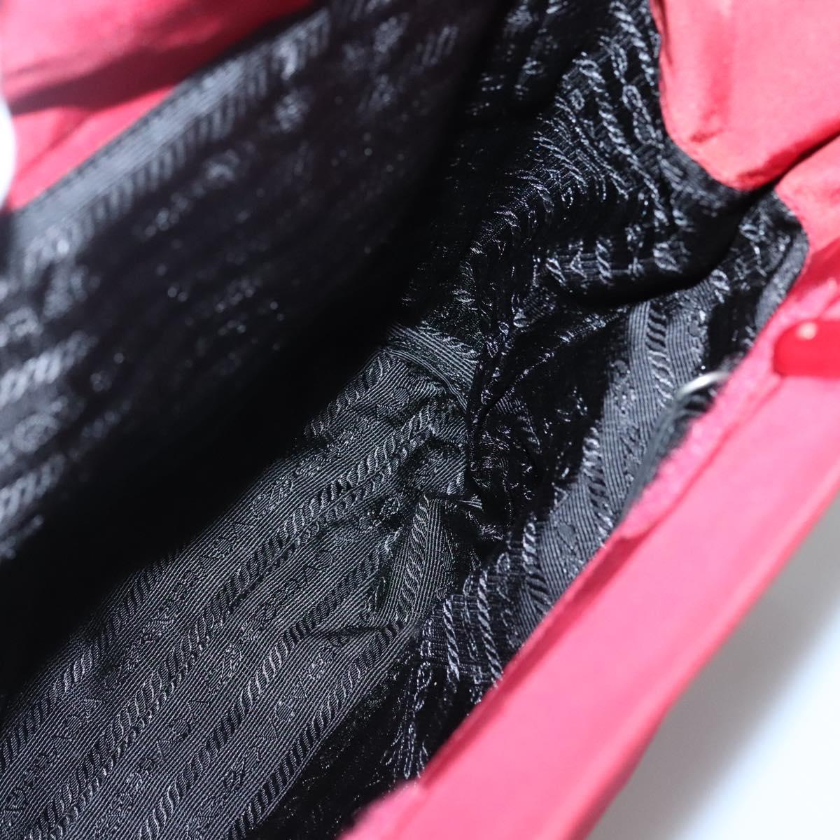 PRADA Tote Bag Nylon Red Silver Auth bs27835