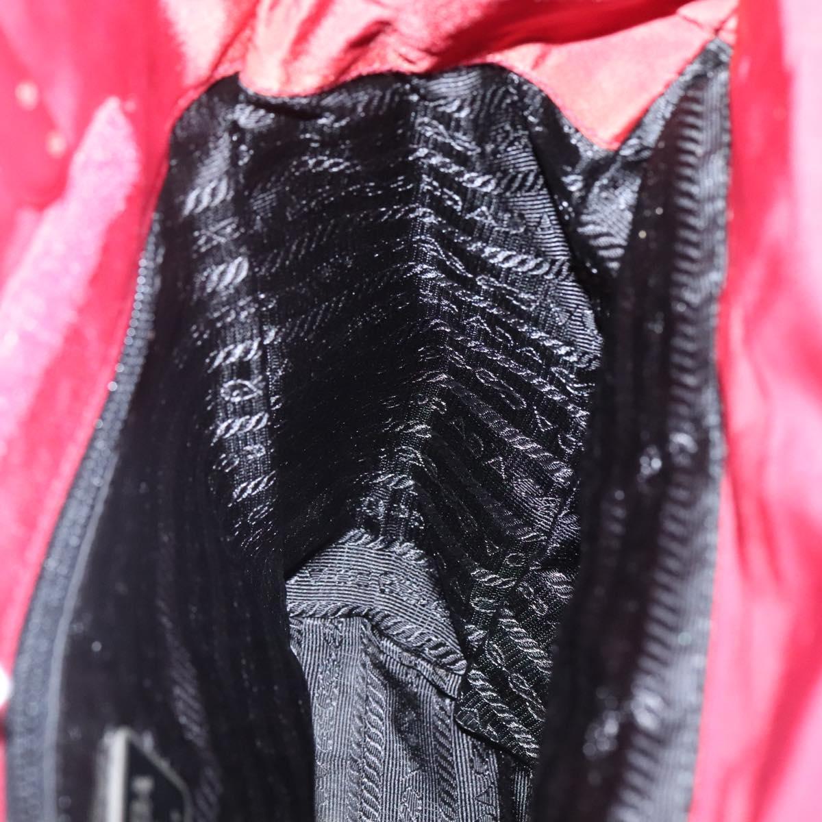 PRADA Tote Bag Nylon Red Silver Auth bs27835