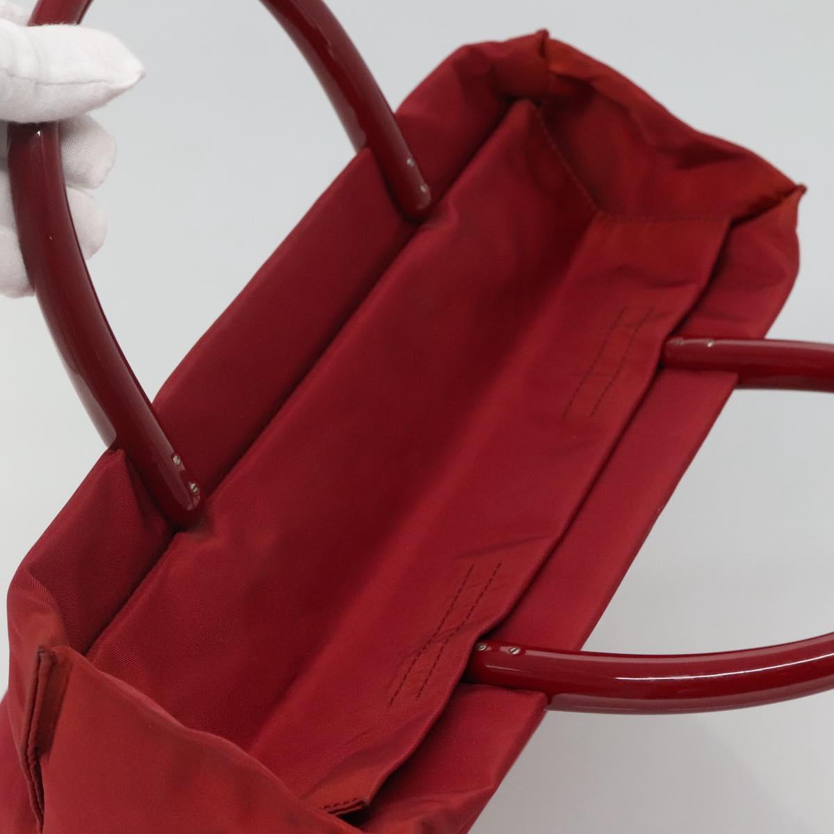 PRADA Tote Bag Nylon Red Silver Auth bs27835