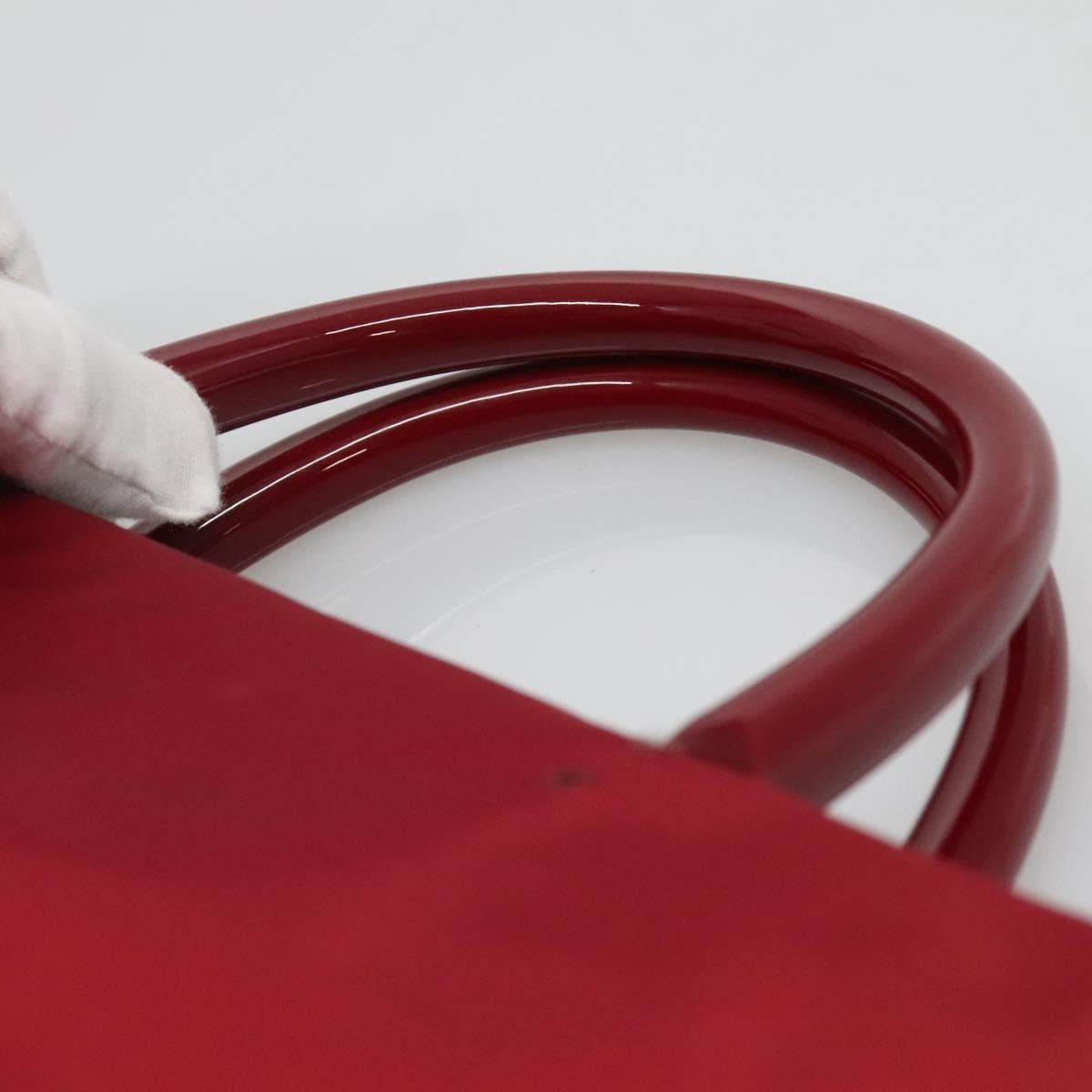 PRADA Tote Bag Nylon Red Silver Auth bs27835