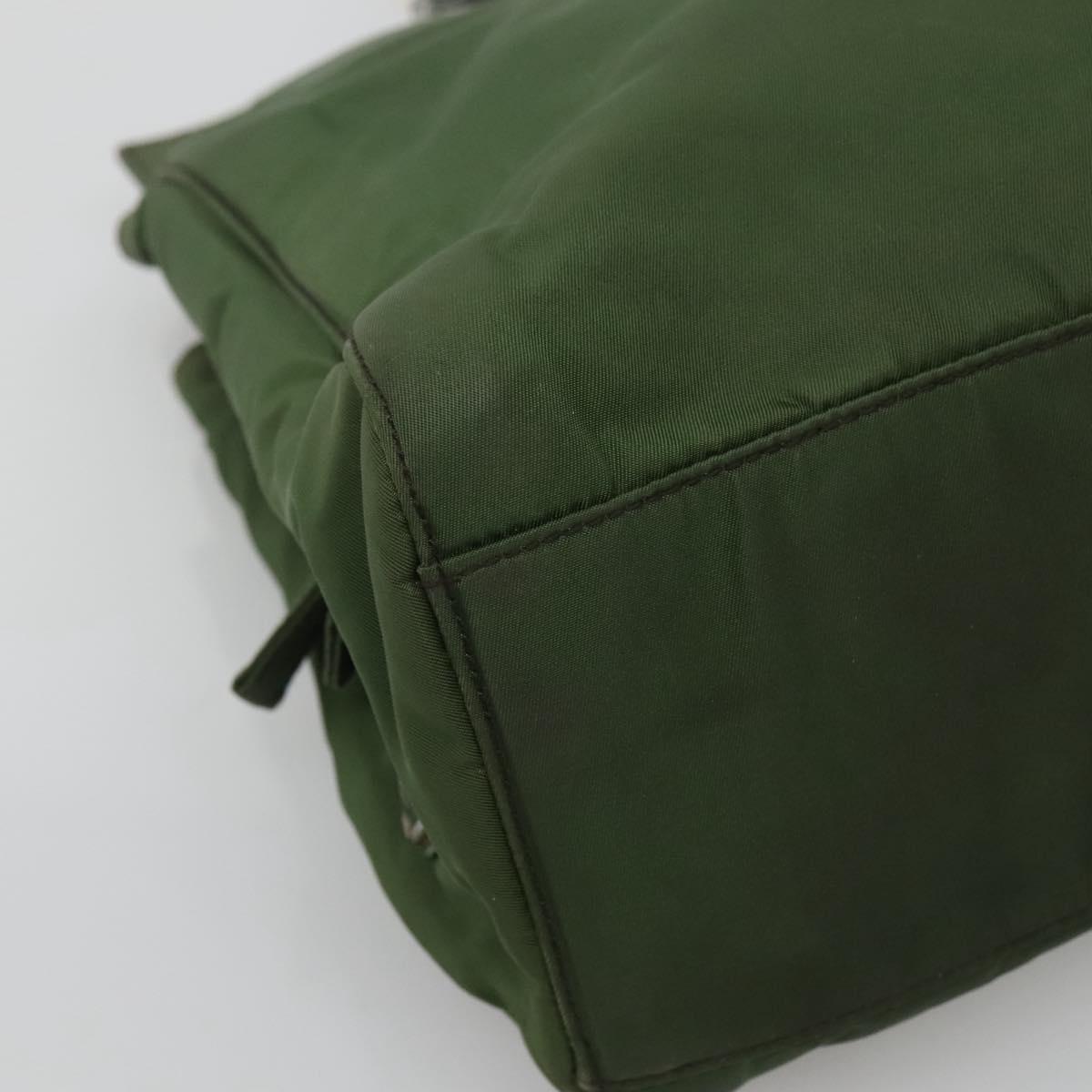 PRADA Tote Bag Nylon Khaki Silver Auth bs27836