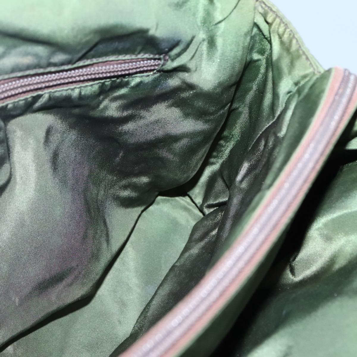 PRADA Tote Bag Nylon Khaki Silver Auth bs27836