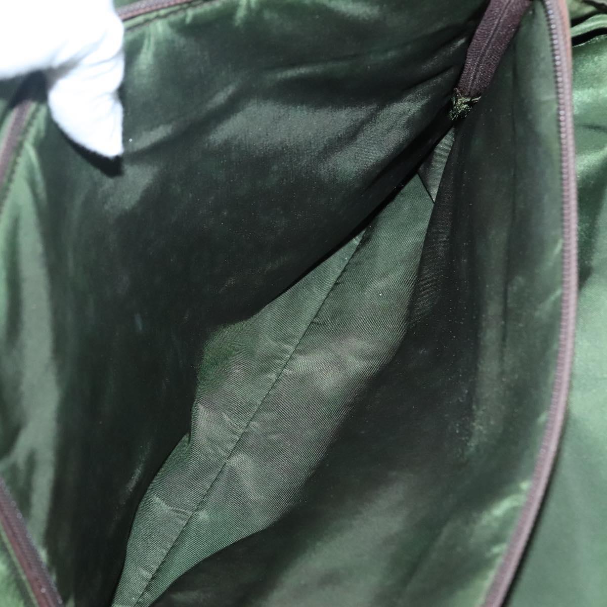 PRADA Tote Bag Nylon Khaki Silver Auth bs27836