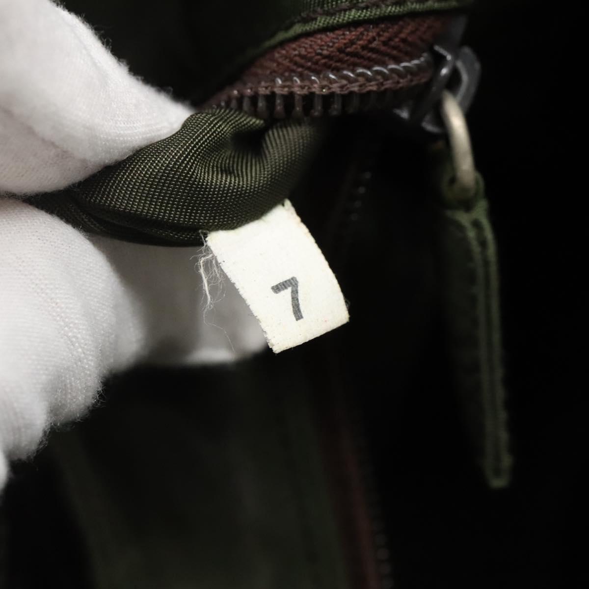 PRADA Tote Bag Nylon Khaki Silver Auth bs27836