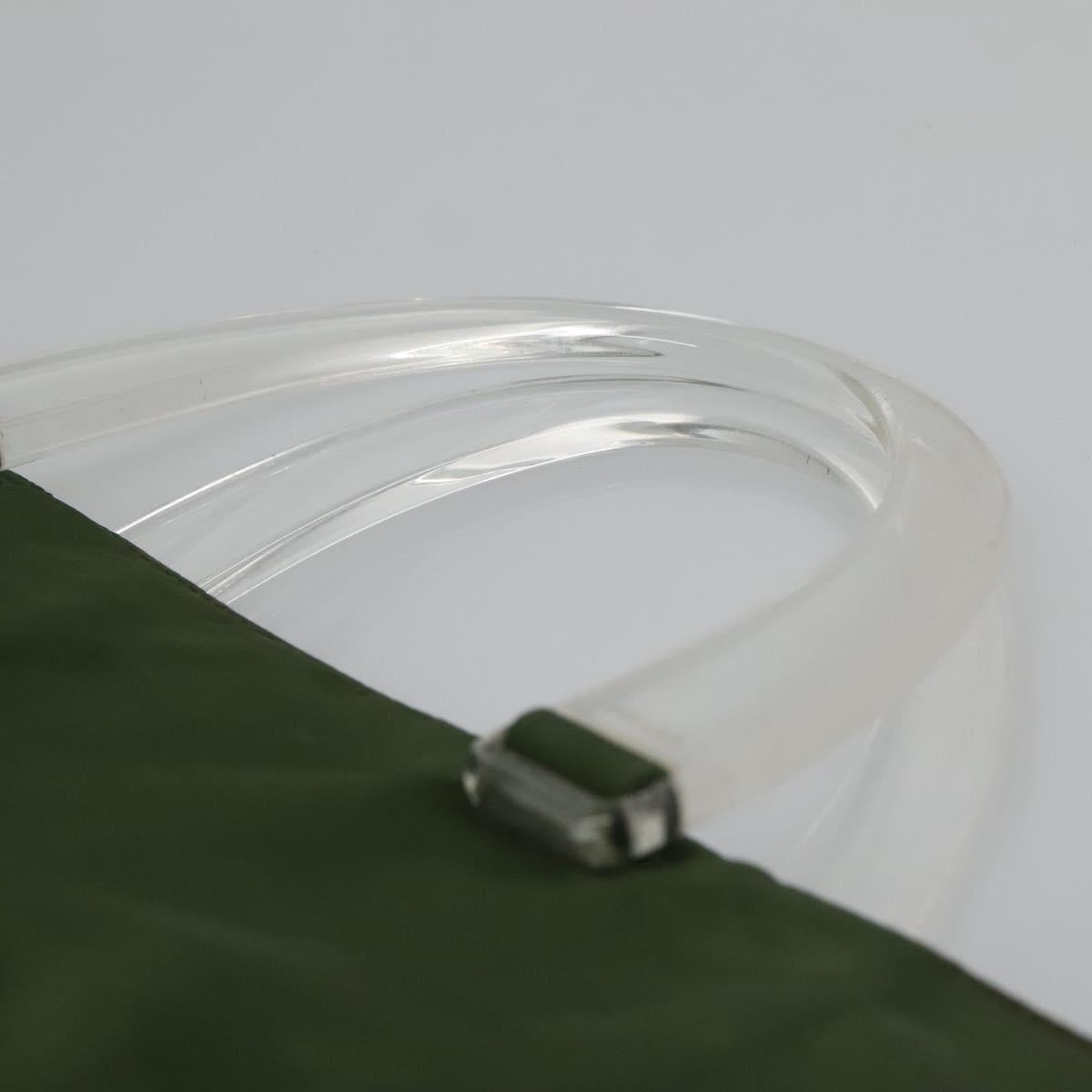 PRADA Tote Bag Nylon Khaki Silver Auth bs27836