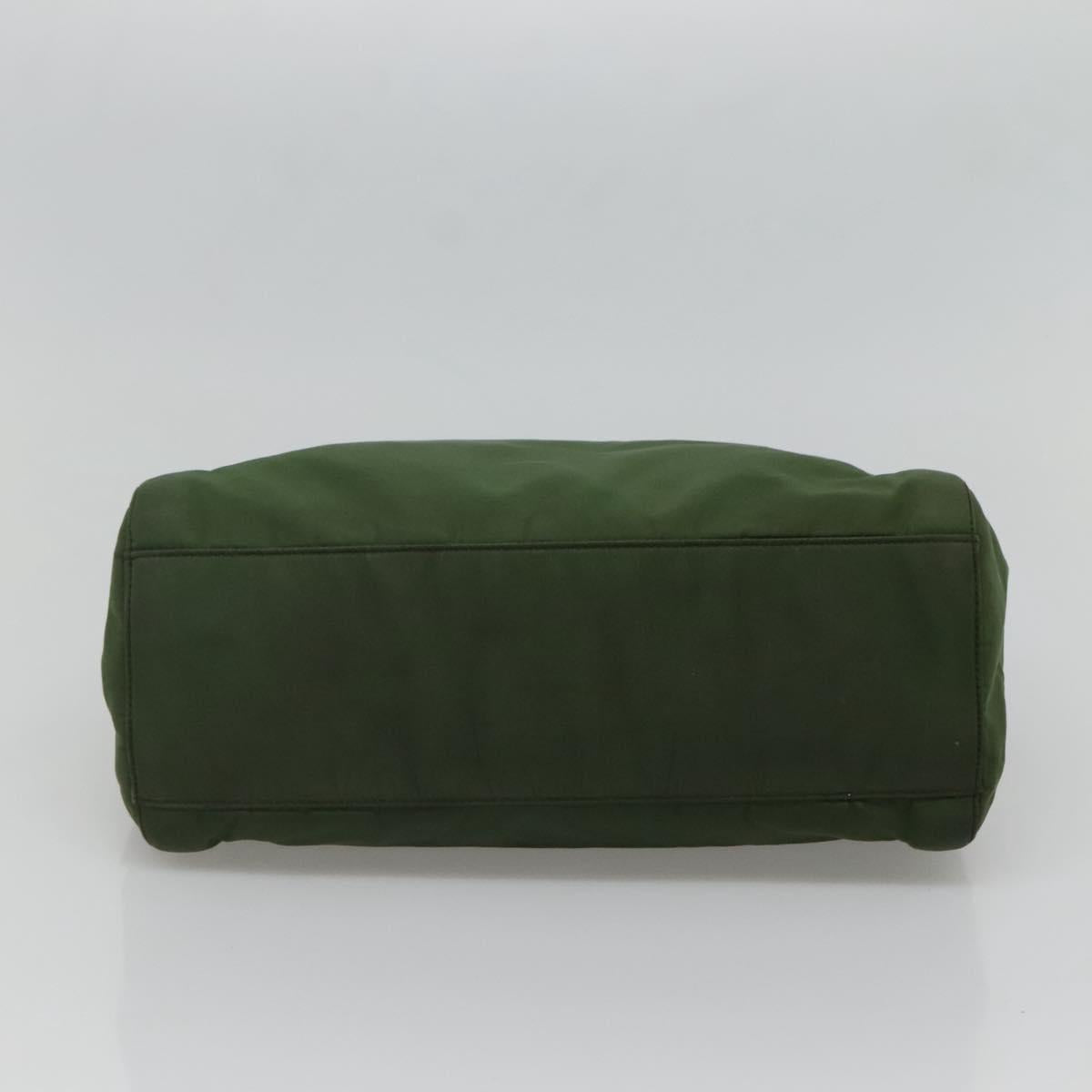 PRADA Tote Bag Nylon Khaki Silver Auth bs27836