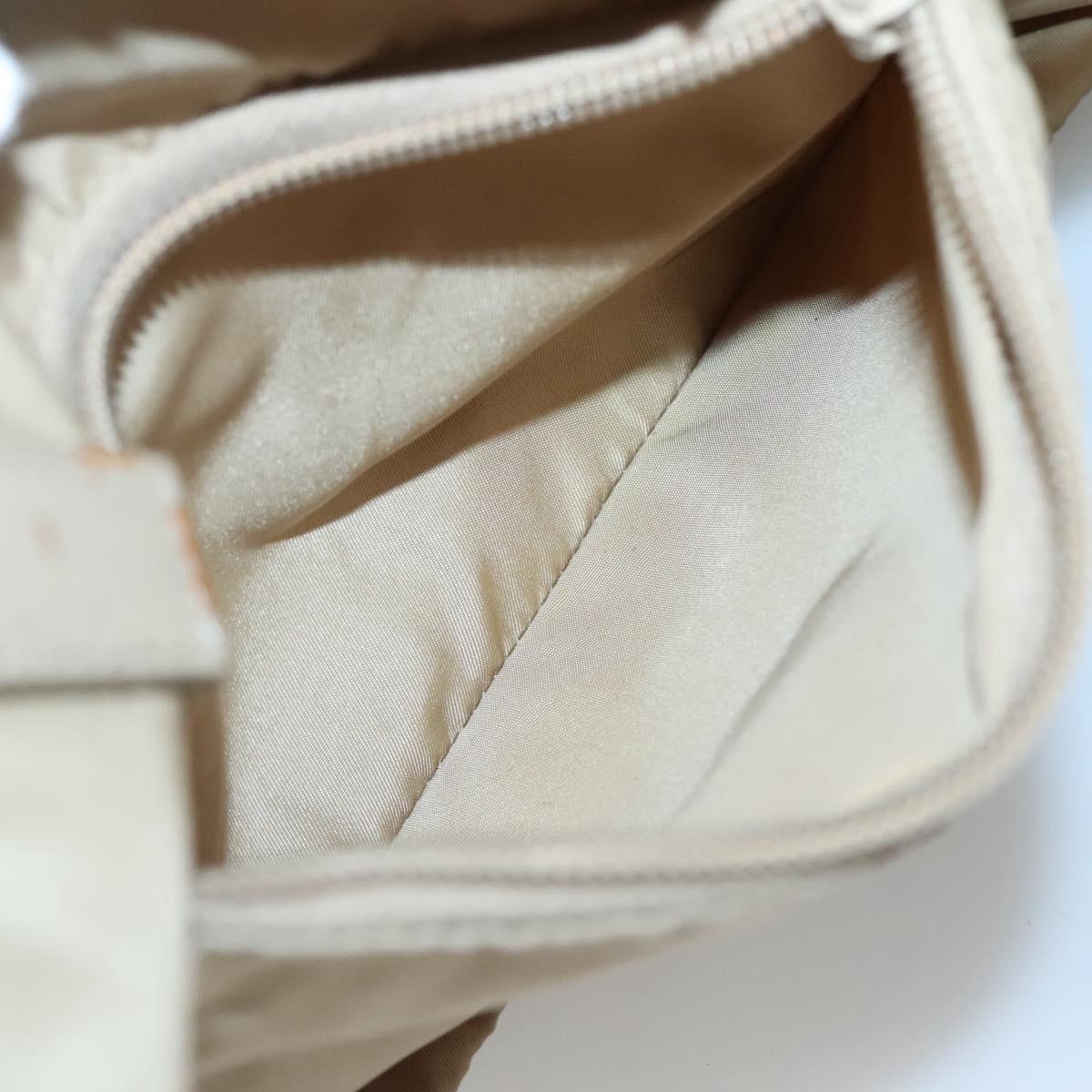 PRADA Tote Bag Nylon Beige Silver Auth bs27839