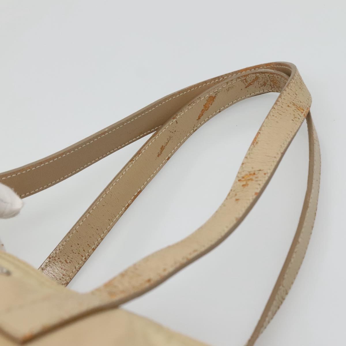 PRADA Tote Bag Nylon Beige Silver Auth bs27839