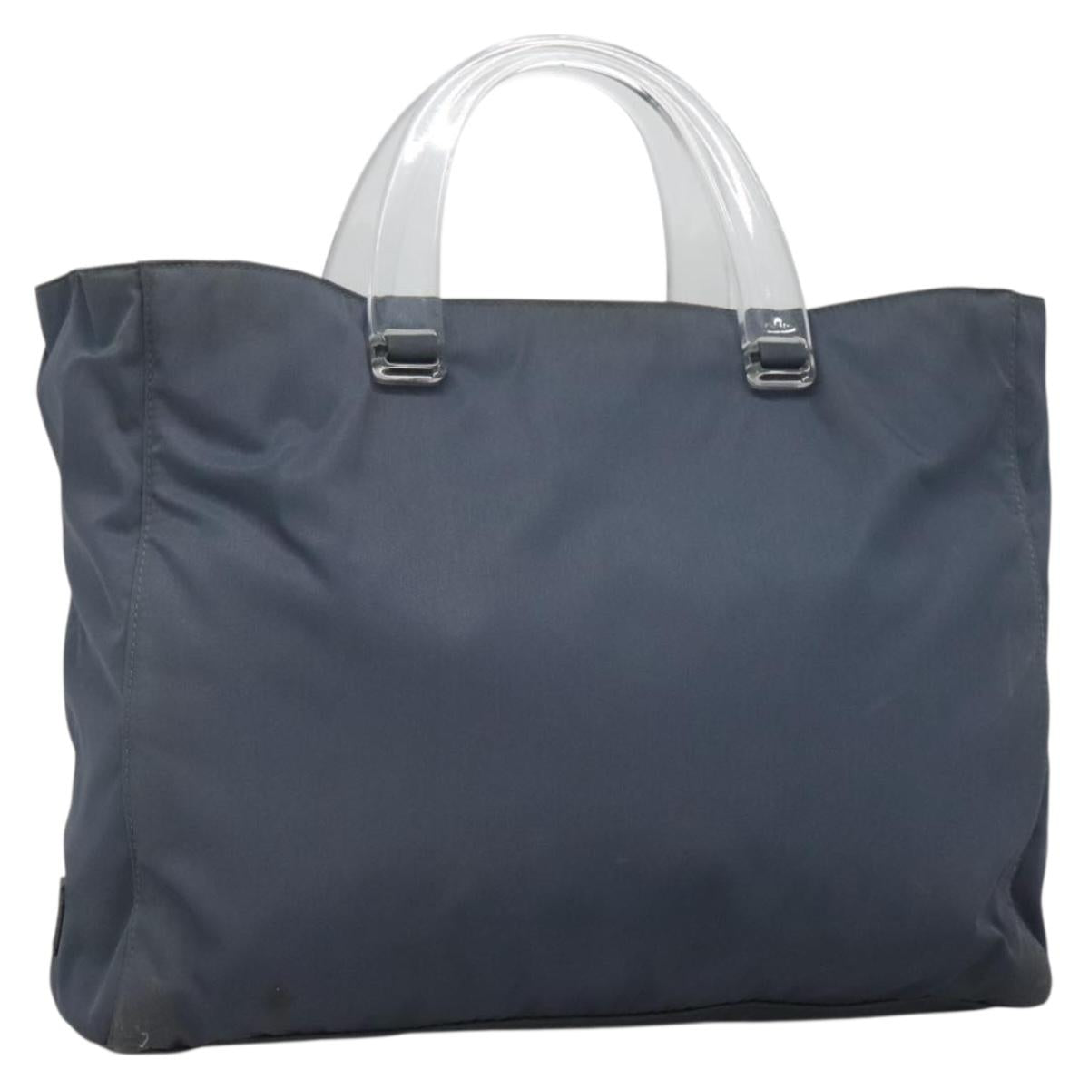 PRADA Hand Bag Nylon Gray Silver Auth bs27845
