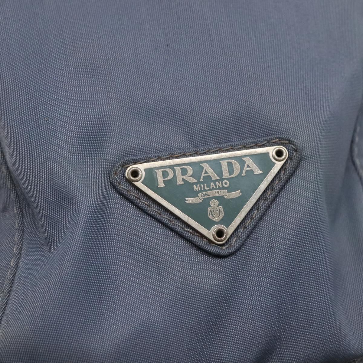 PRADA Hand Bag Nylon Gray Silver Auth bs27845
