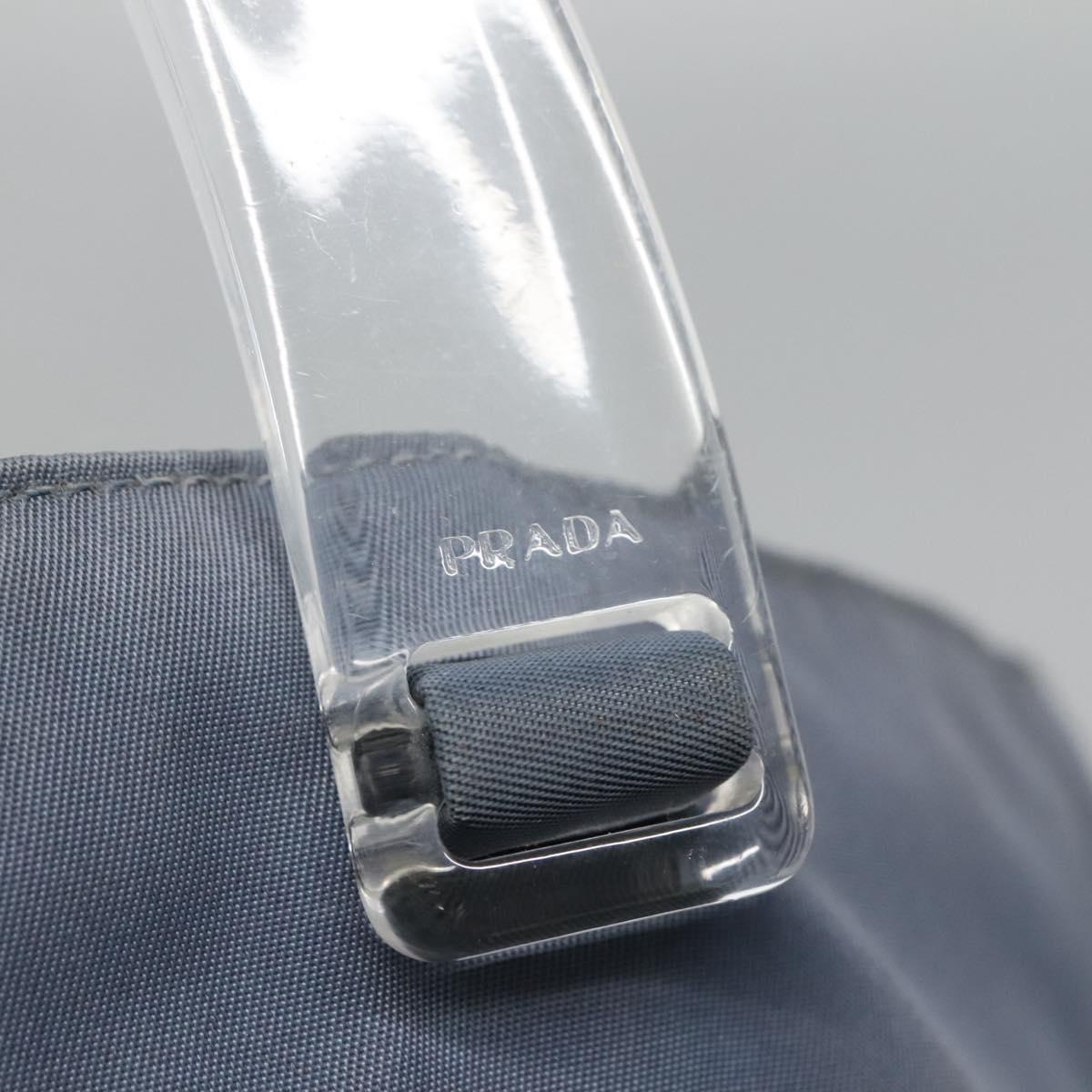 PRADA Hand Bag Nylon Gray Silver Auth bs27845