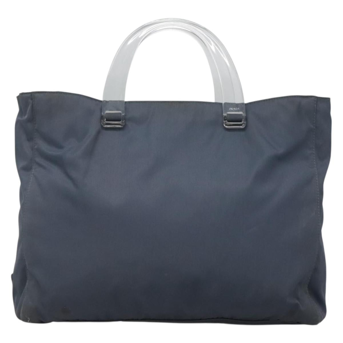 PRADA Hand Bag Nylon Gray Silver Auth bs27845