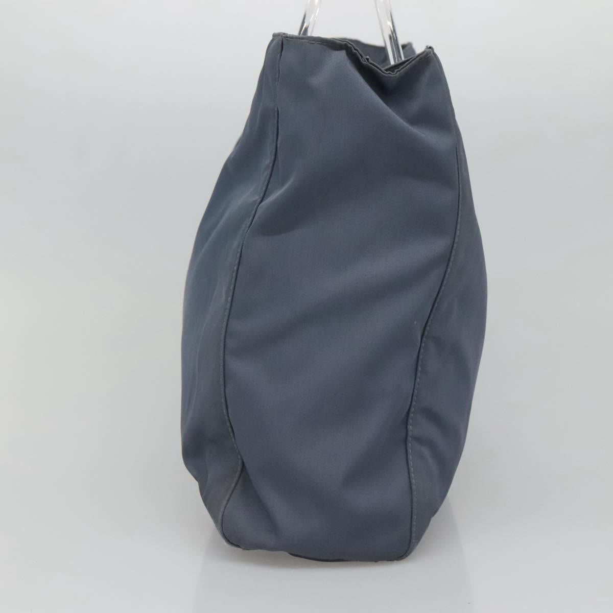 PRADA Hand Bag Nylon Gray Silver Auth bs27845