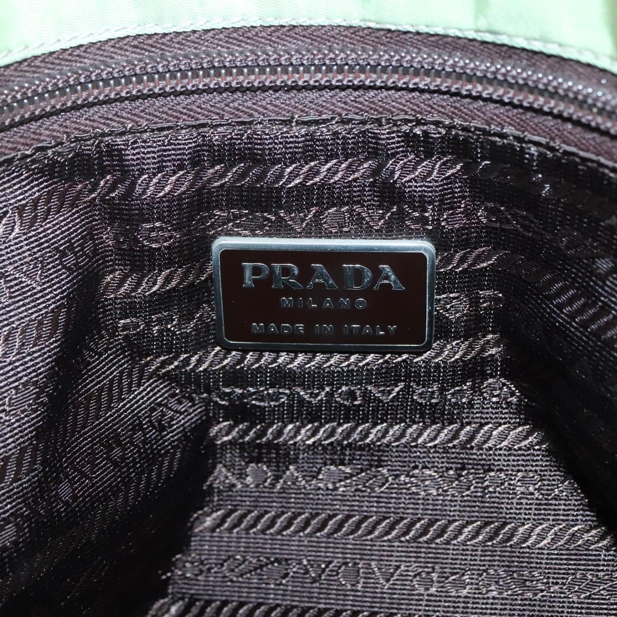 PRADA Tote Bag Nylon Beige Silver Auth bs27846