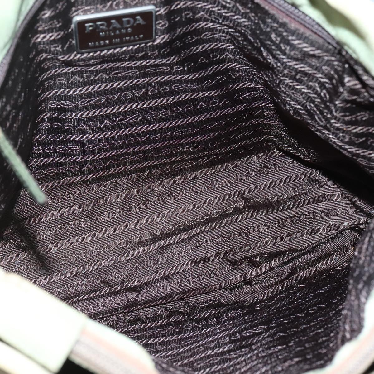 PRADA Tote Bag Nylon Beige Silver Auth bs27846