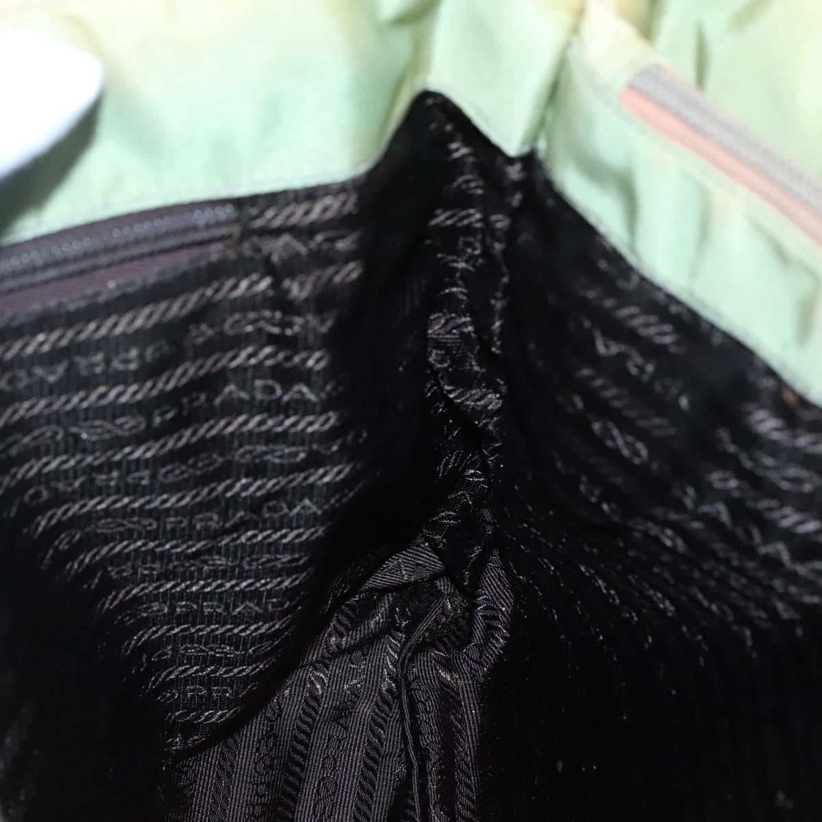 PRADA Tote Bag Nylon Beige Silver Auth bs27846