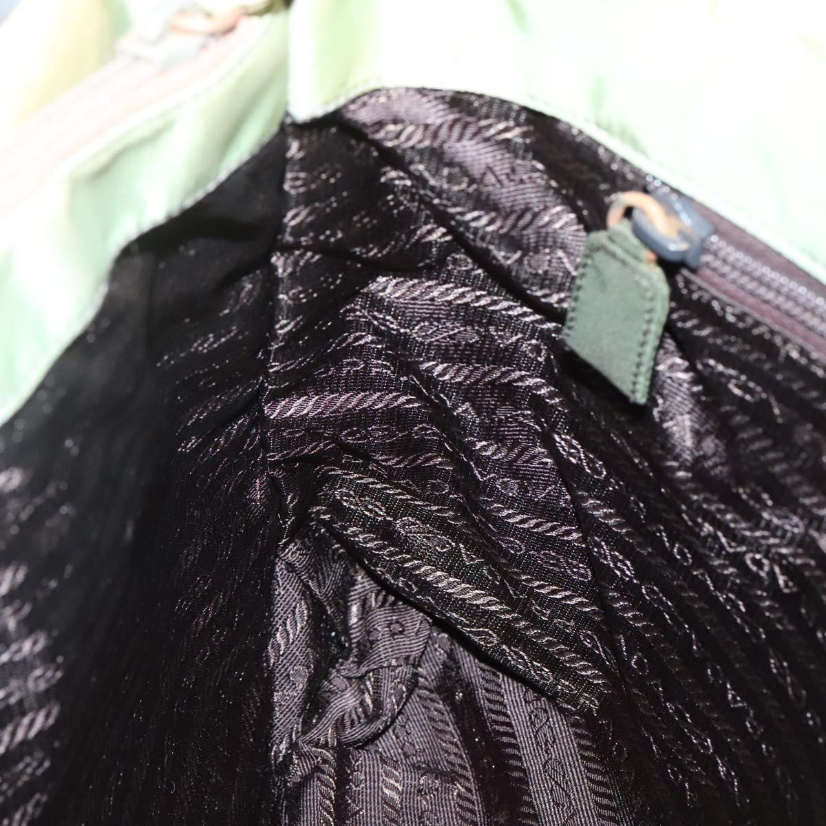 PRADA Tote Bag Nylon Beige Silver Auth bs27846