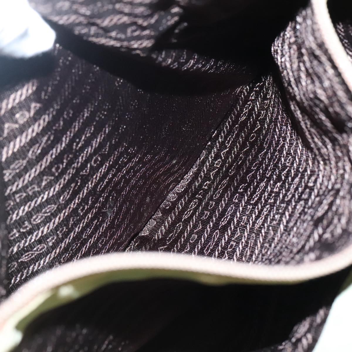 PRADA Tote Bag Nylon Beige Silver Auth bs27846