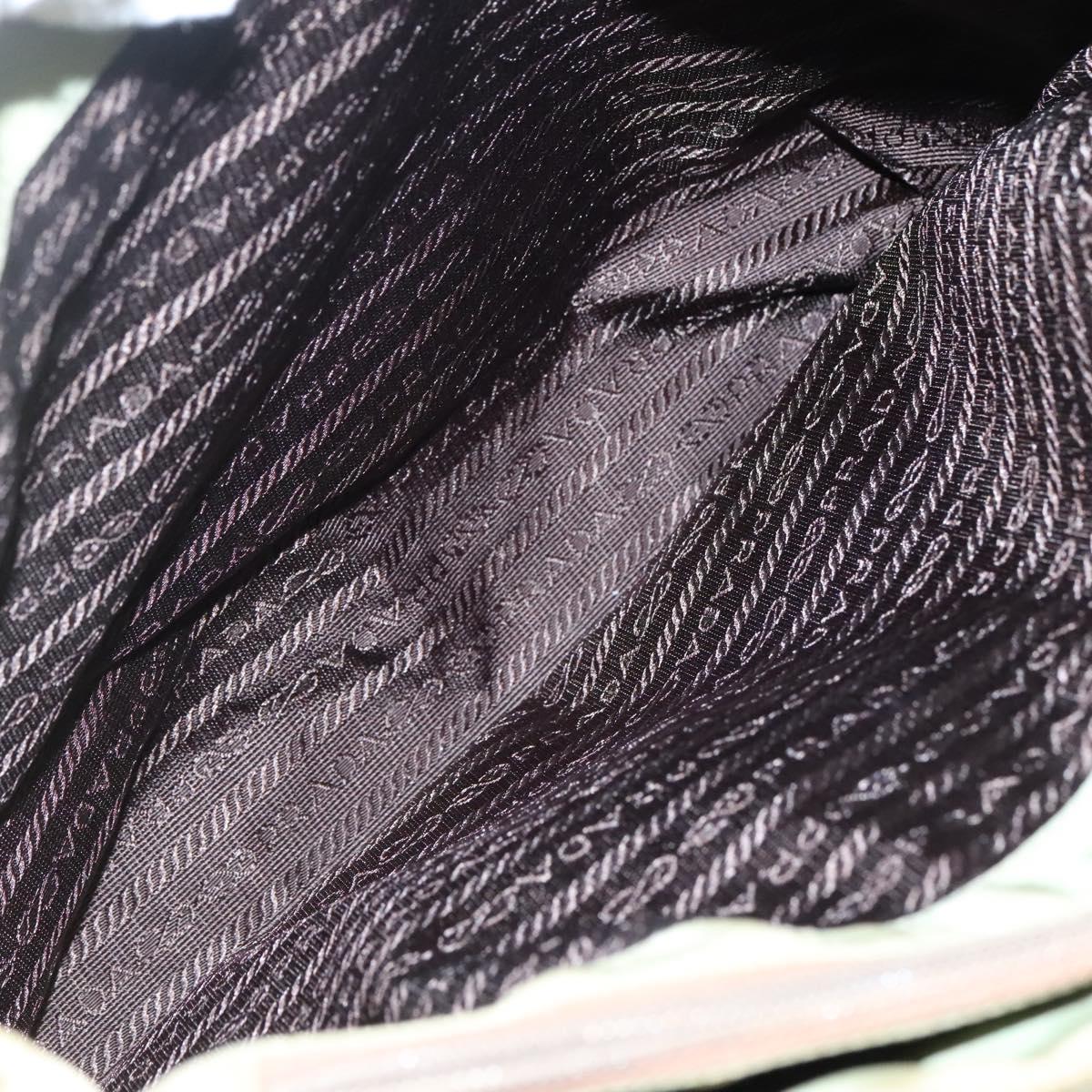 PRADA Tote Bag Nylon Beige Silver Auth bs27846