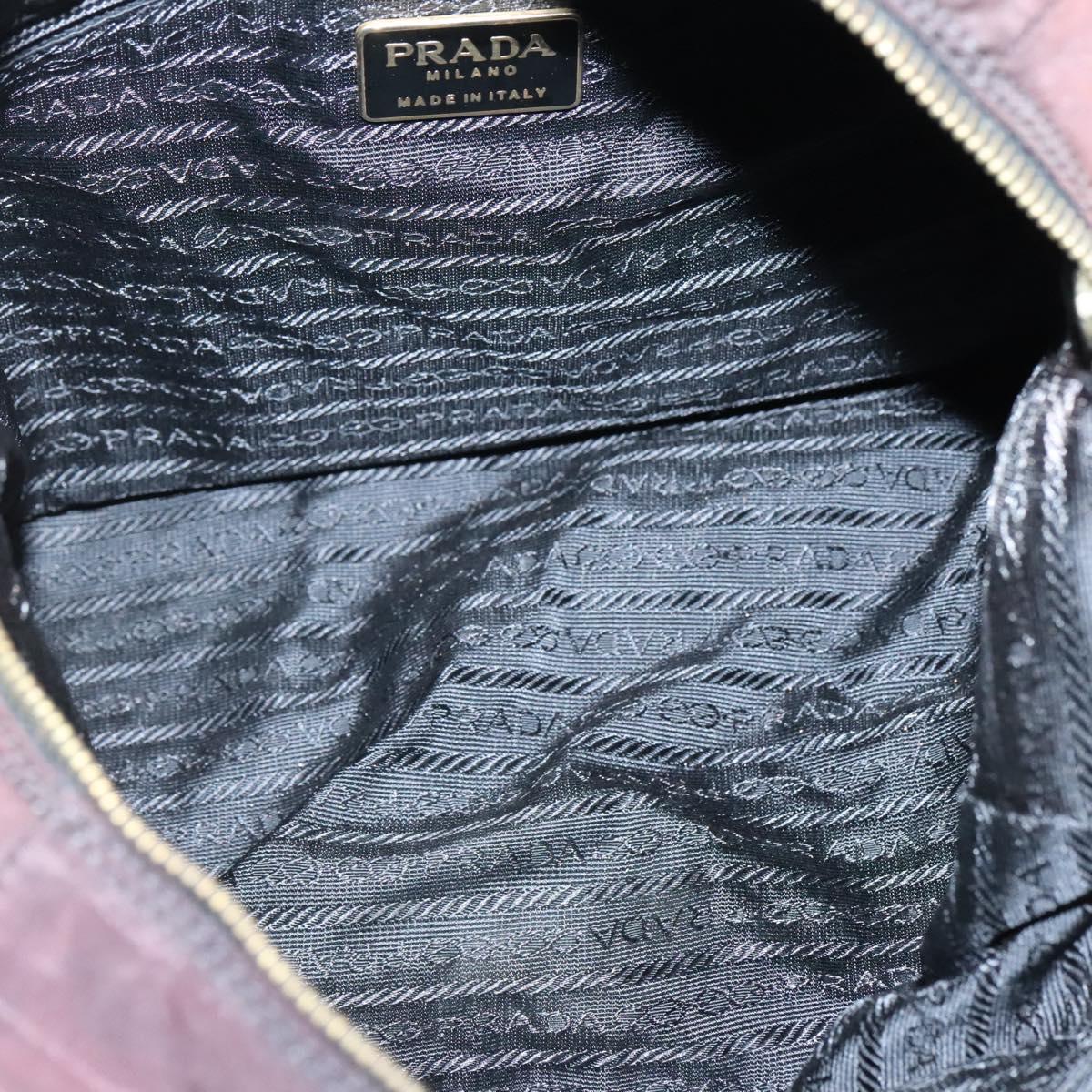 PRADA Chain Shoulder Bag Nylon Brown Gold Auth bs27847