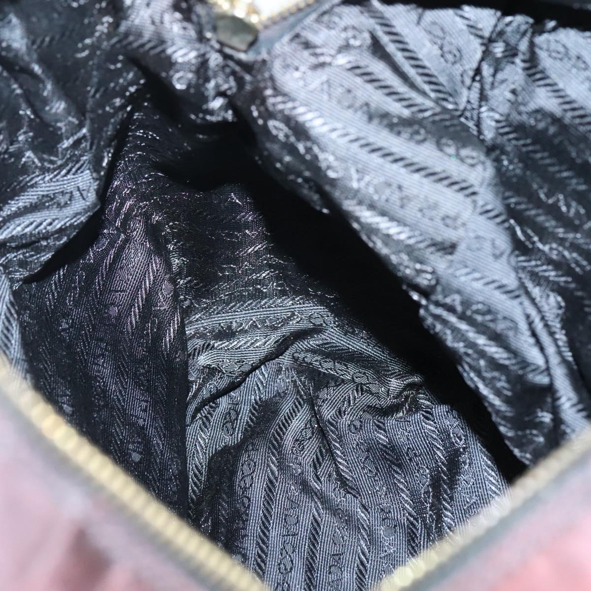 PRADA Chain Shoulder Bag Nylon Brown Gold Auth bs27847