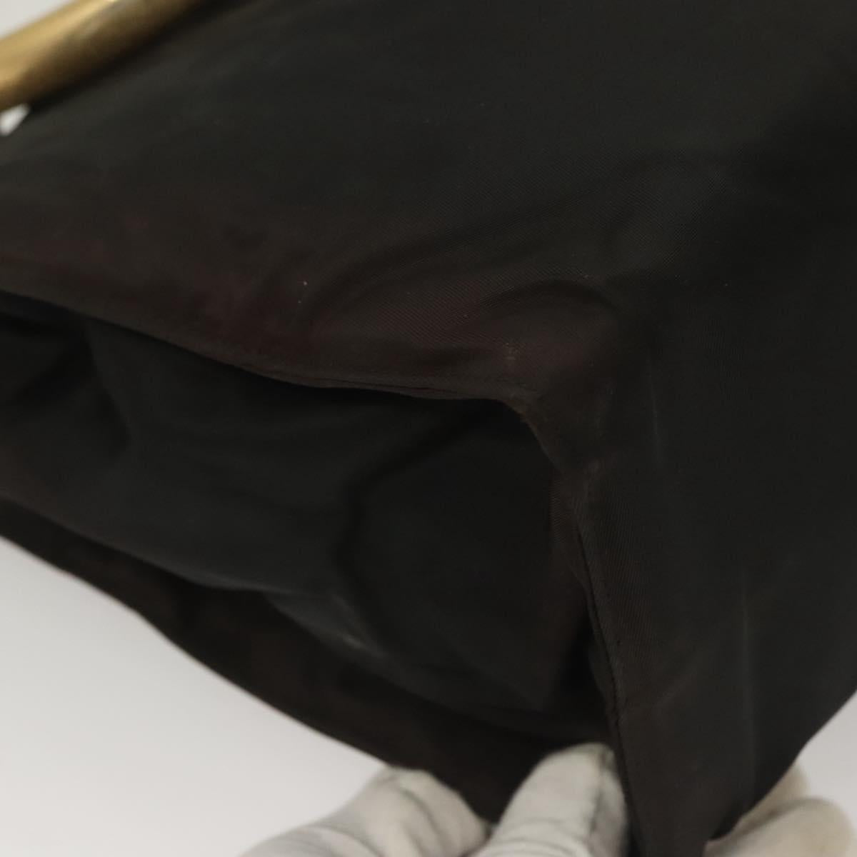 PRADA Hand Bag Nylon Black Gold Auth bs27856