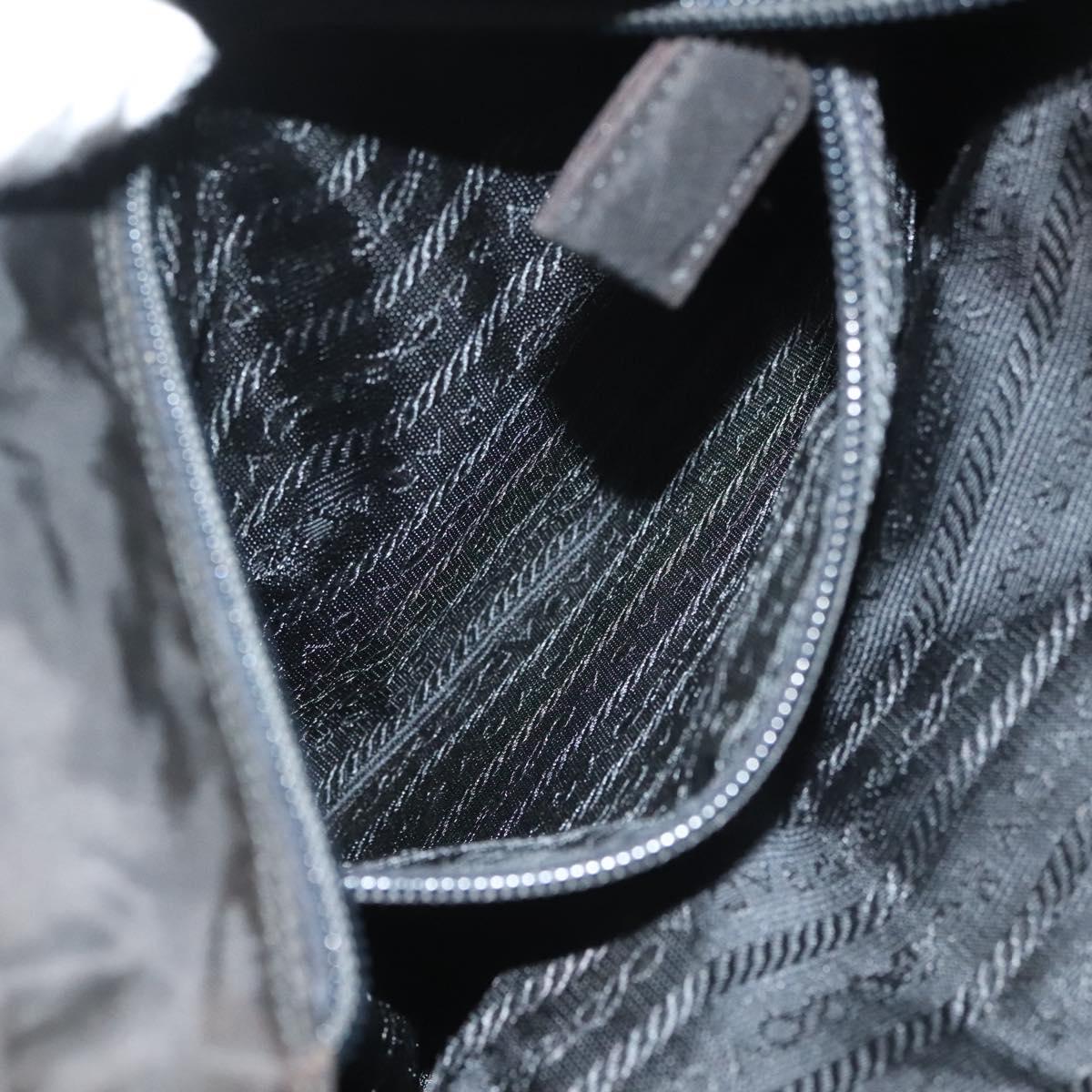 PRADA Hand Bag Nylon Black Gold Auth bs27856