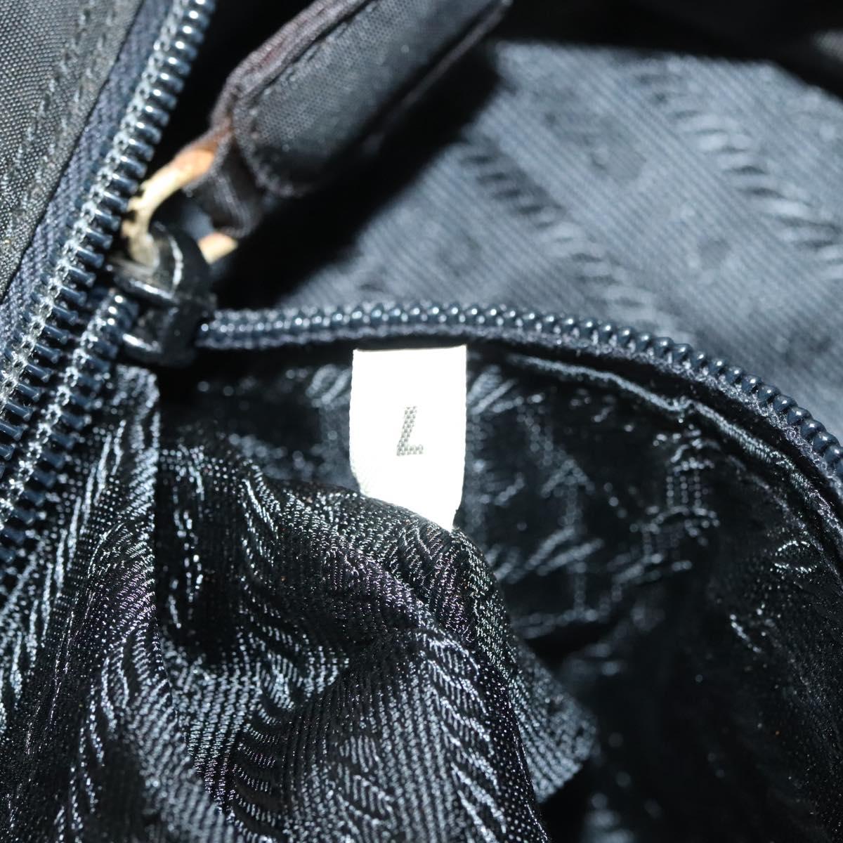 PRADA Hand Bag Nylon Black Gold Auth bs27856