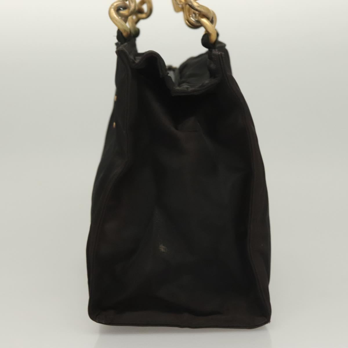 PRADA Hand Bag Nylon Black Gold Auth bs27856