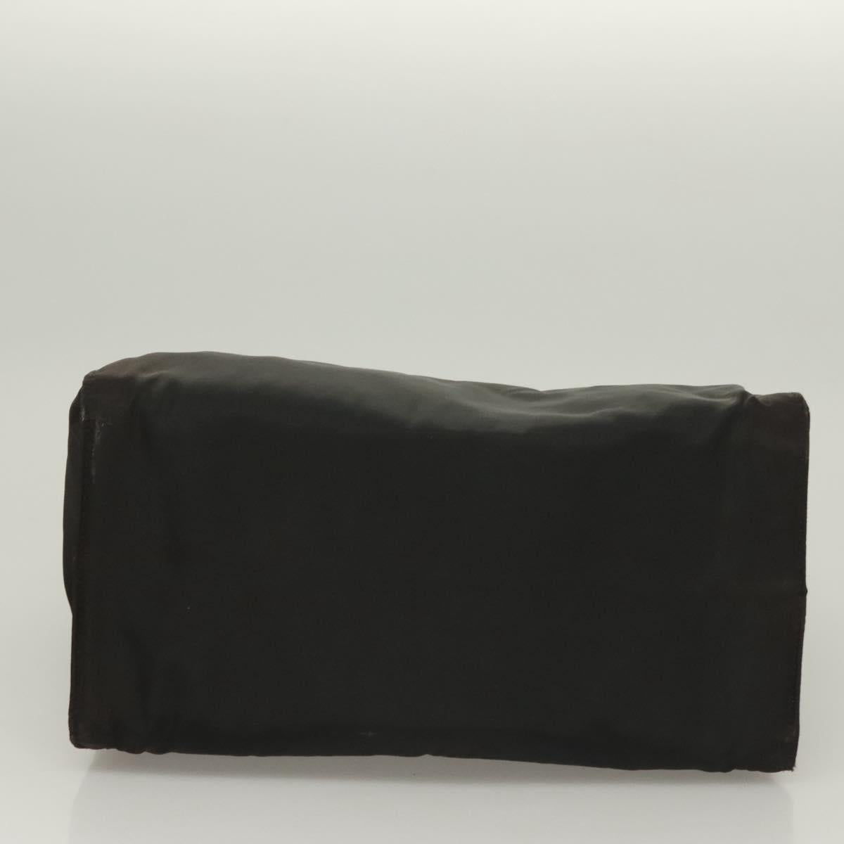 PRADA Hand Bag Nylon Black Gold Auth bs27856