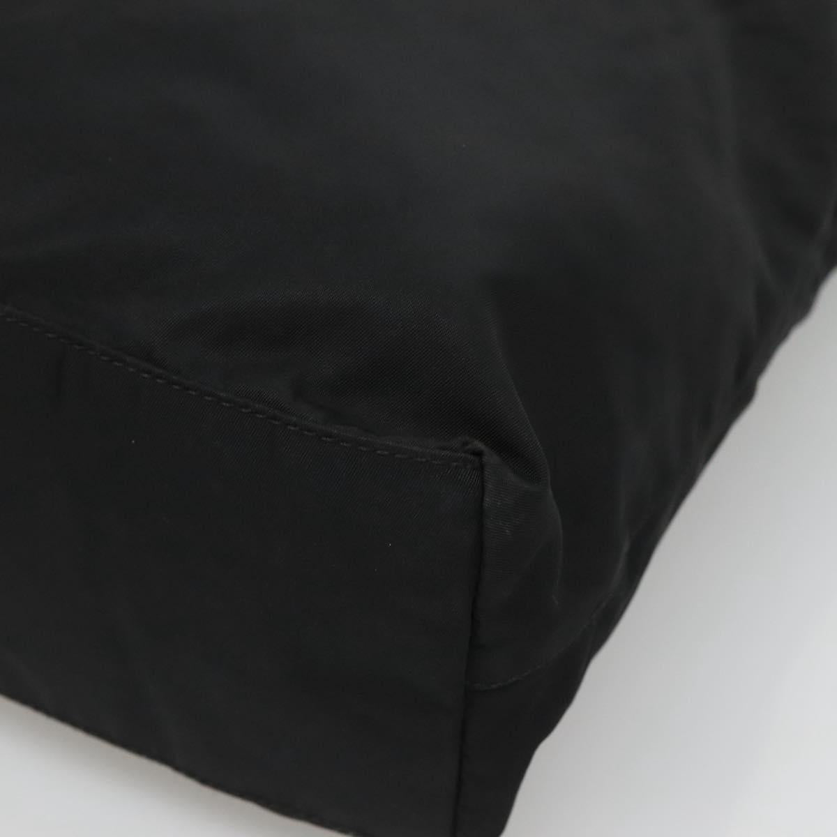 PRADA Tote Bag Nylon Black Silver Auth bs27858