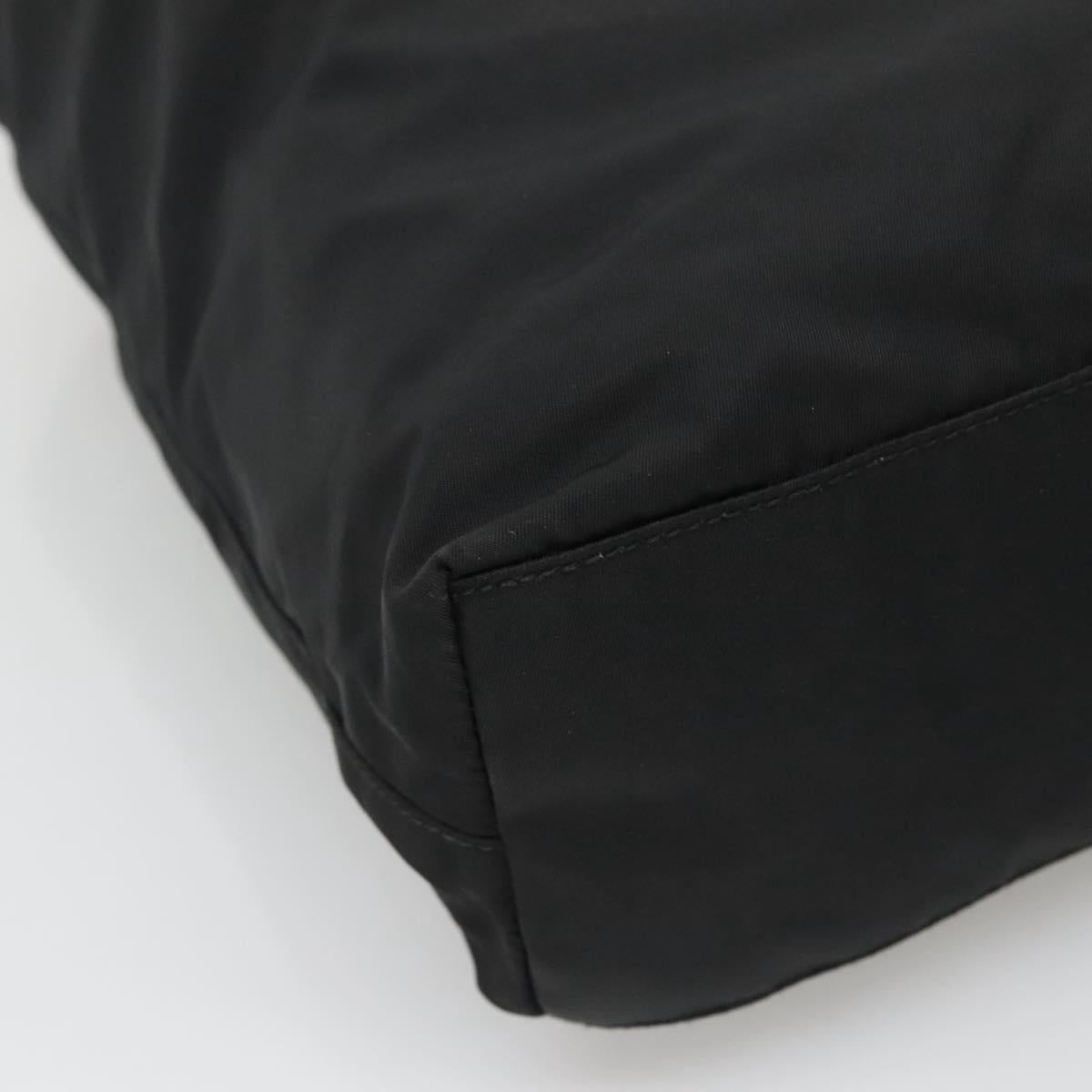 PRADA Tote Bag Nylon Black Silver Auth bs27858