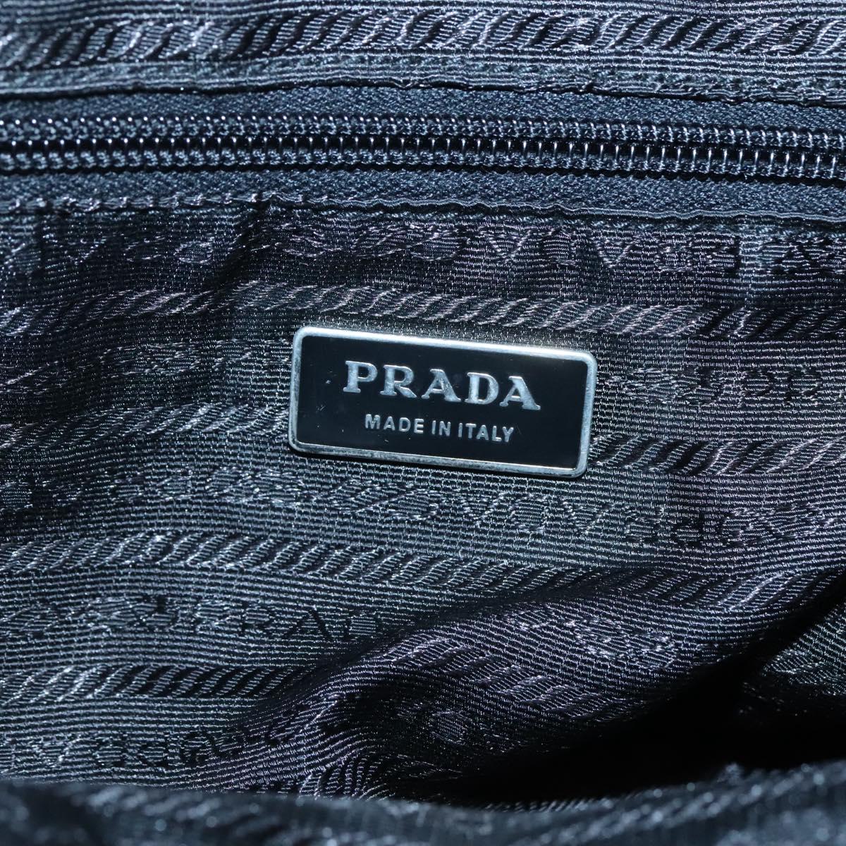 PRADA Tote Bag Nylon Black Silver Auth bs27858